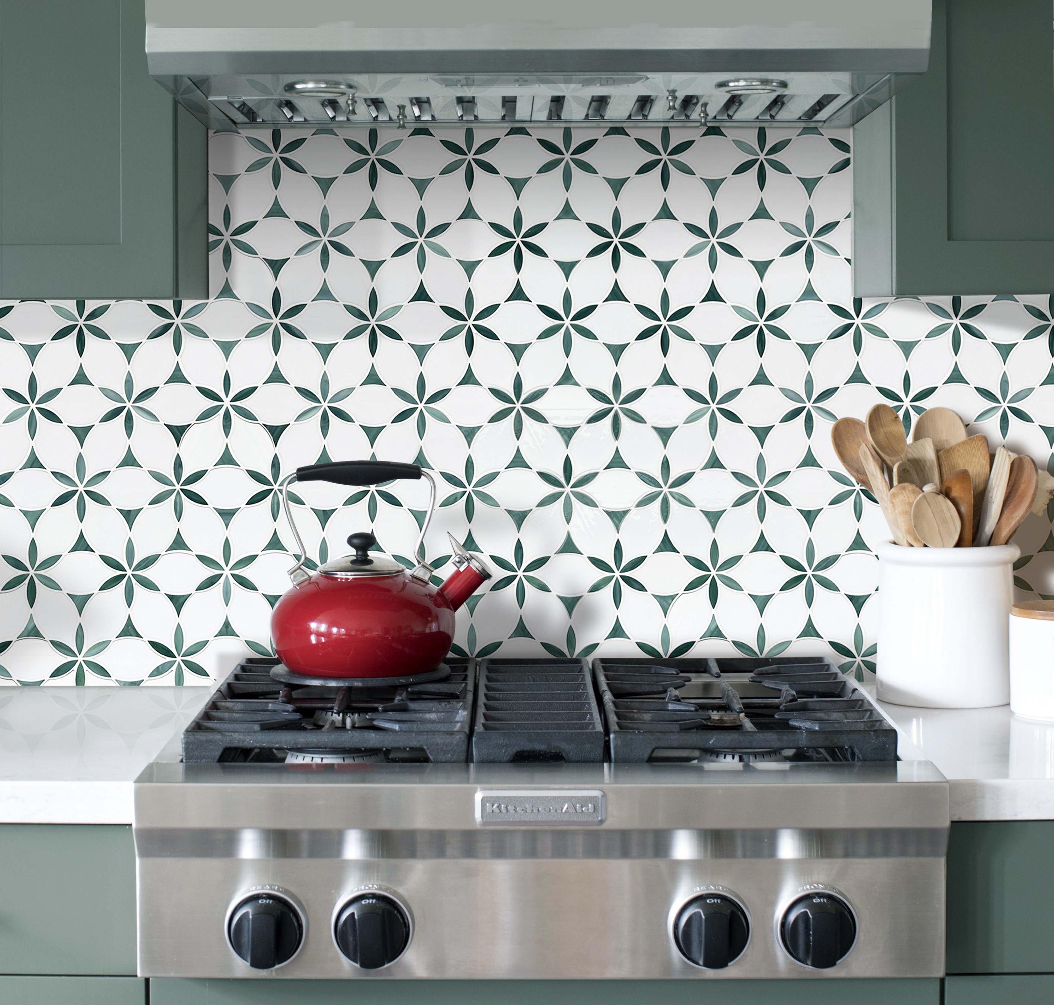 Jade Floral Art Glass Mosaic