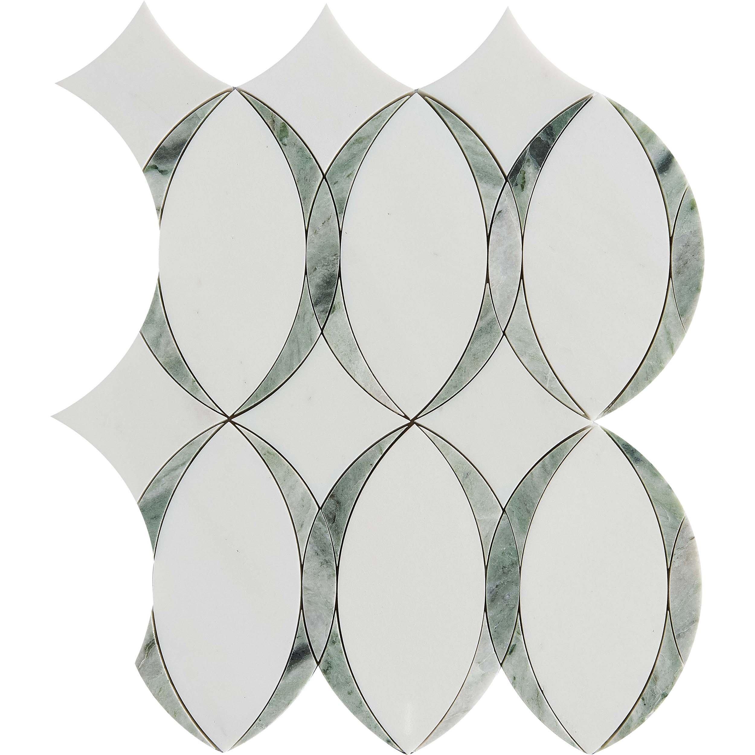 Collette Dolomite Raggio Verde Waterjet Marble Mosaic