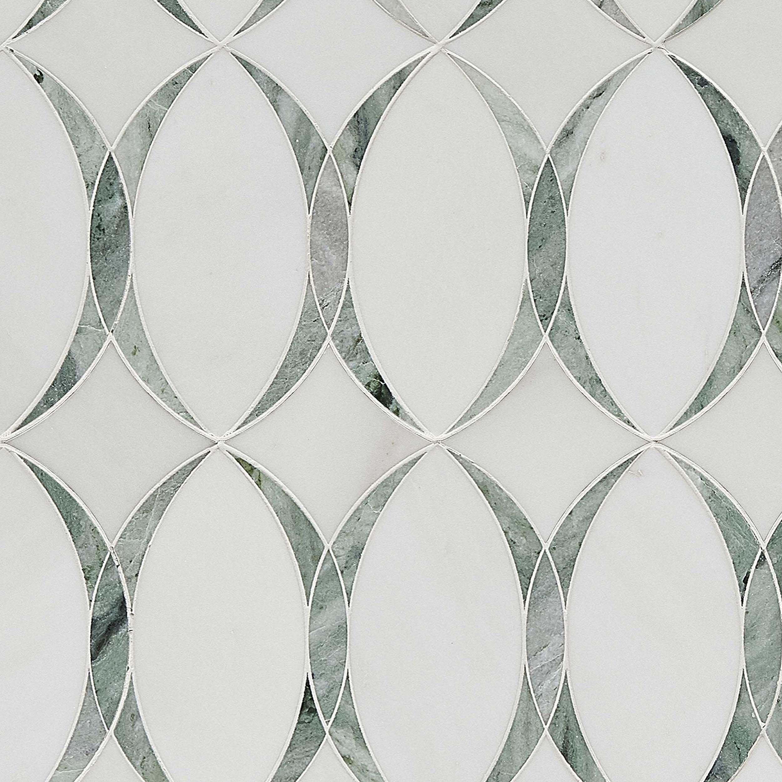 Collette Dolomite Raggio Verde Waterjet Marble Mosaic