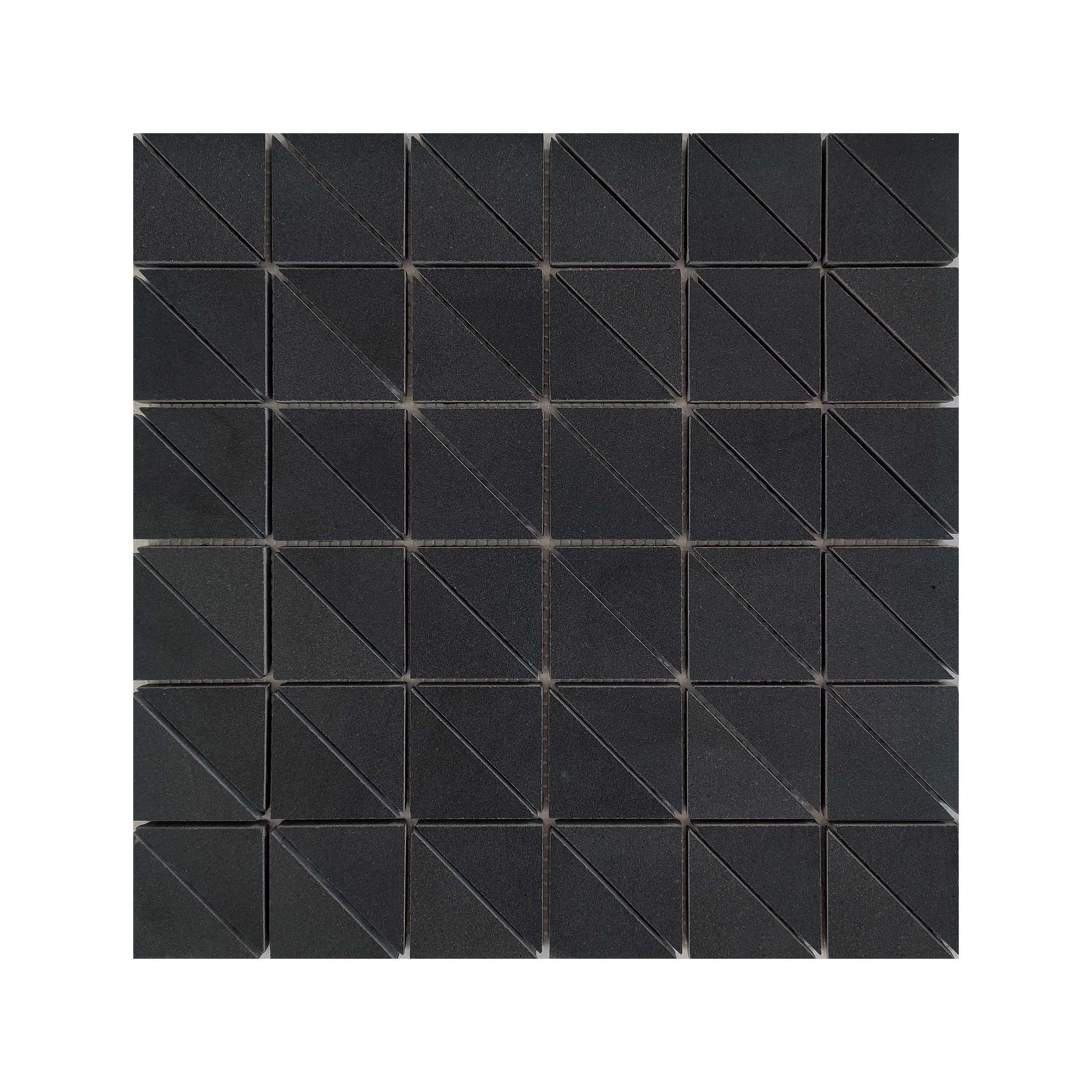 Jet Black Split Square Honed Basalt Mosaic