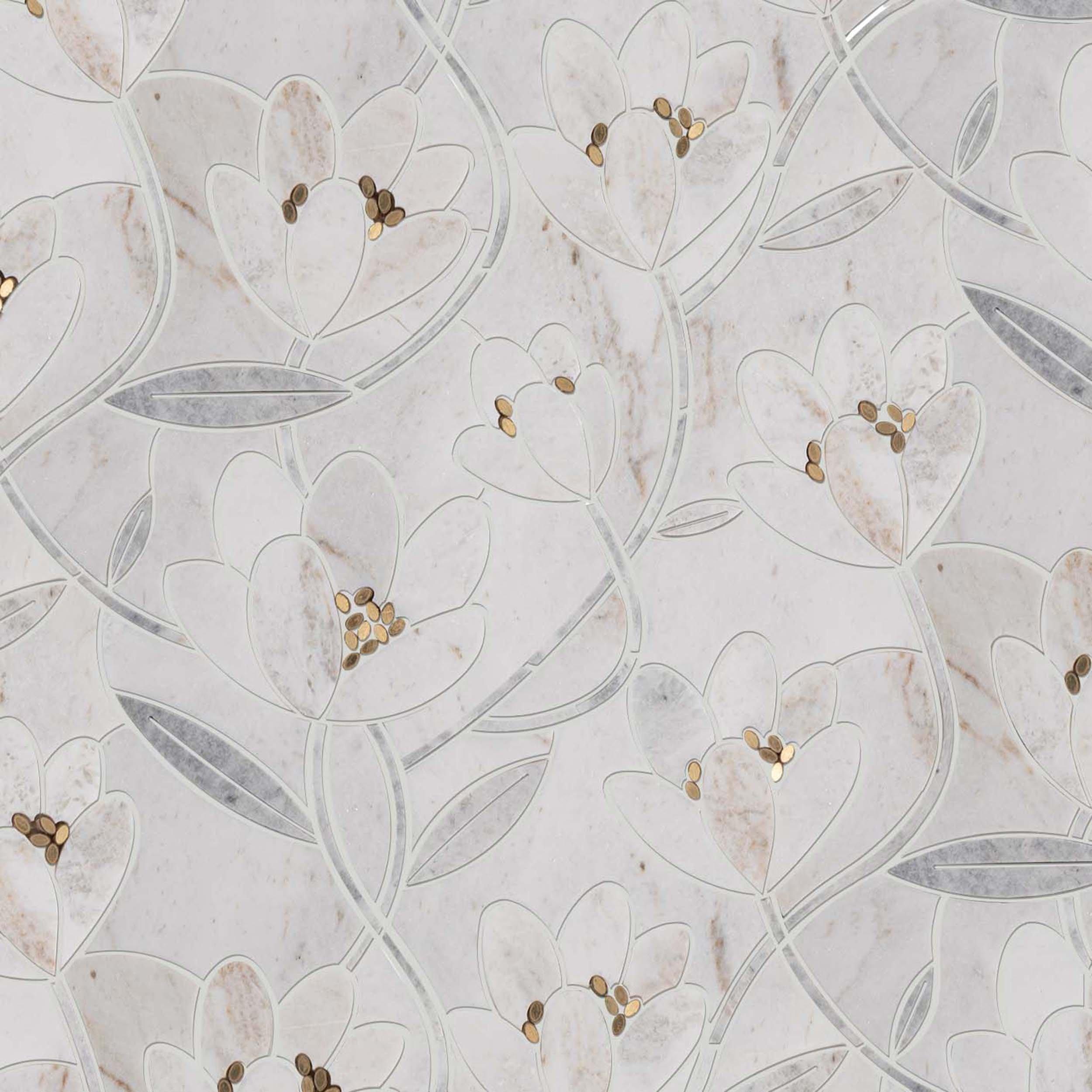 Liliana Bianco Orion Brass Waterjet Marble Mosaic