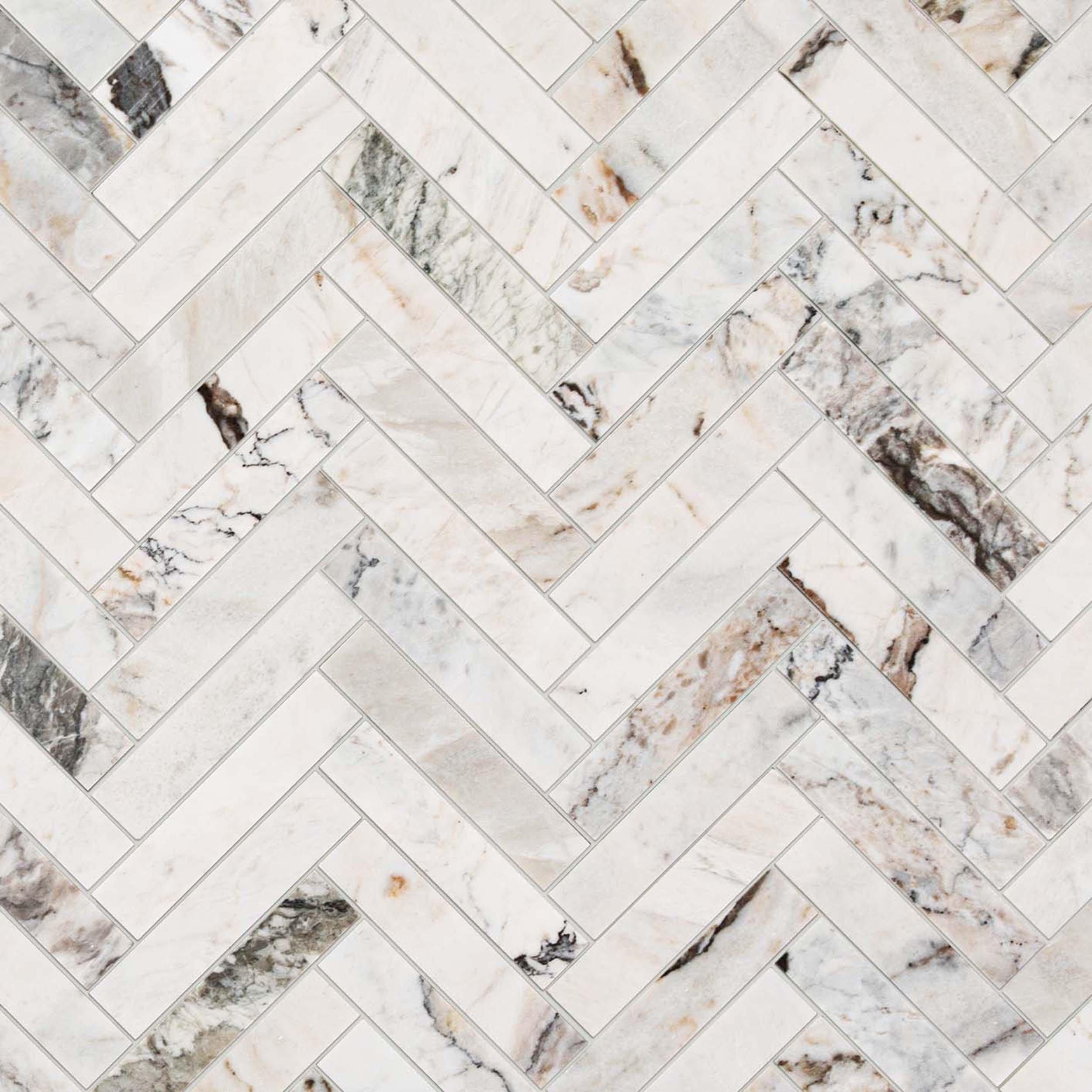 Sorrento Herringbone Polished Marble Mosaic