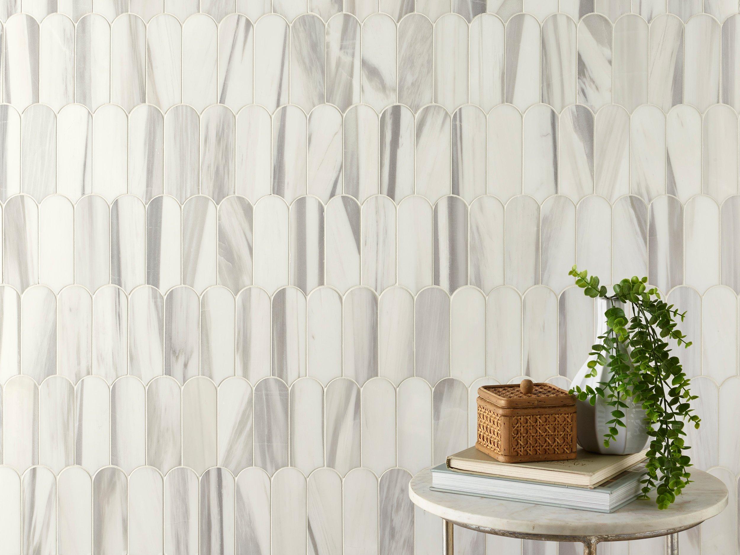 Bianco Venatino Scallop Marble Mosaic
