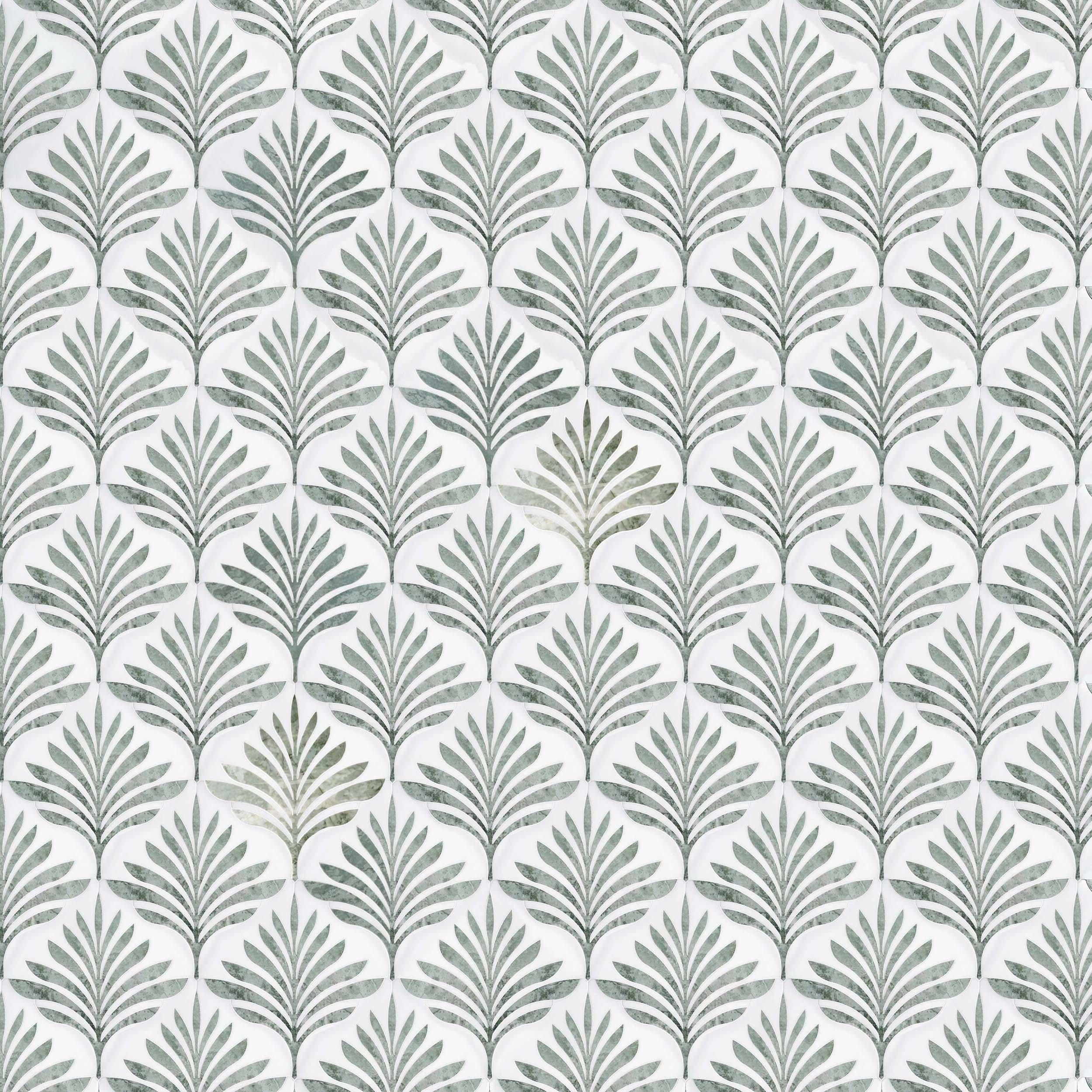 Palermo Thassos Emerald Shores Waterjet Marble Mosaic