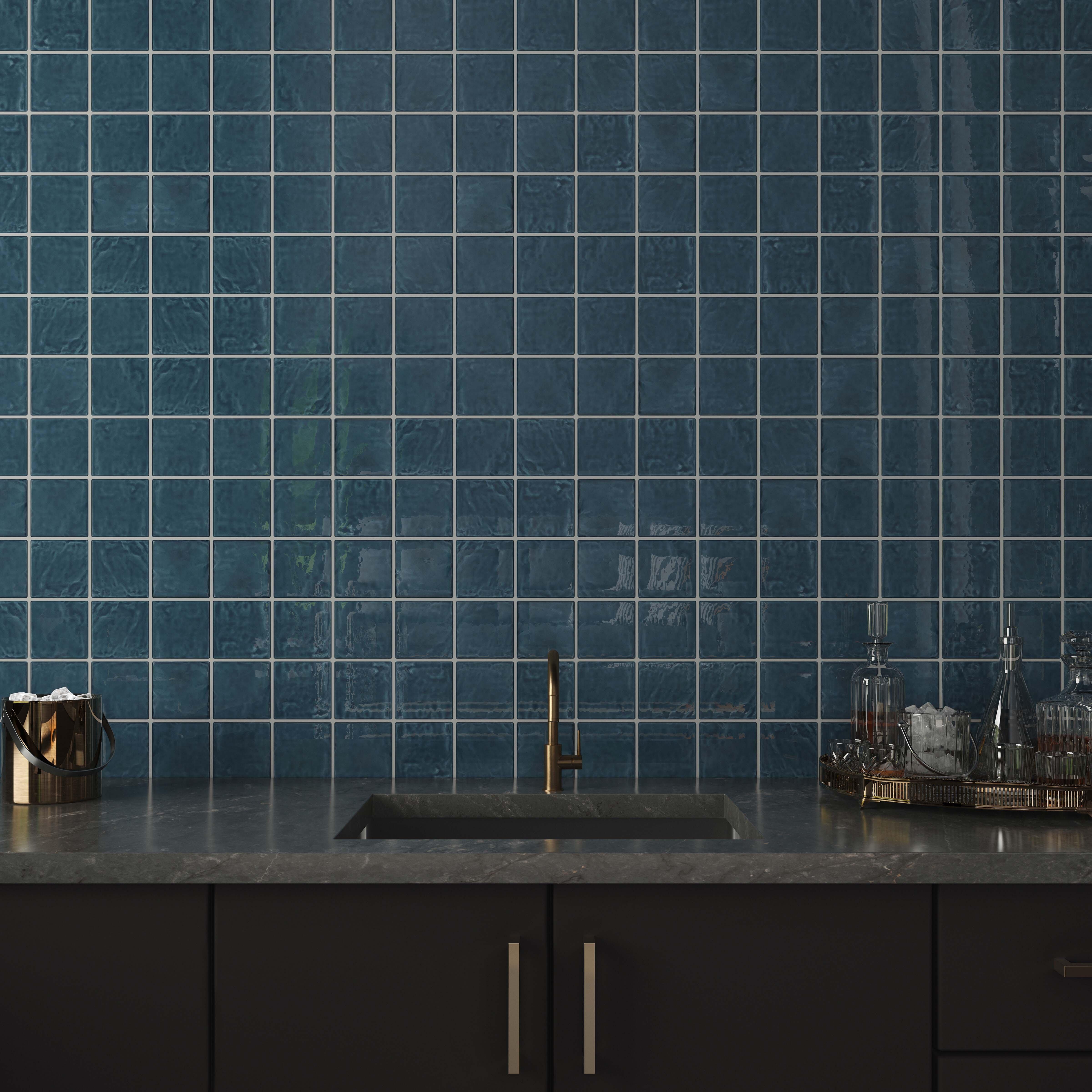 La Belle Antique Blue Ceramic Tile