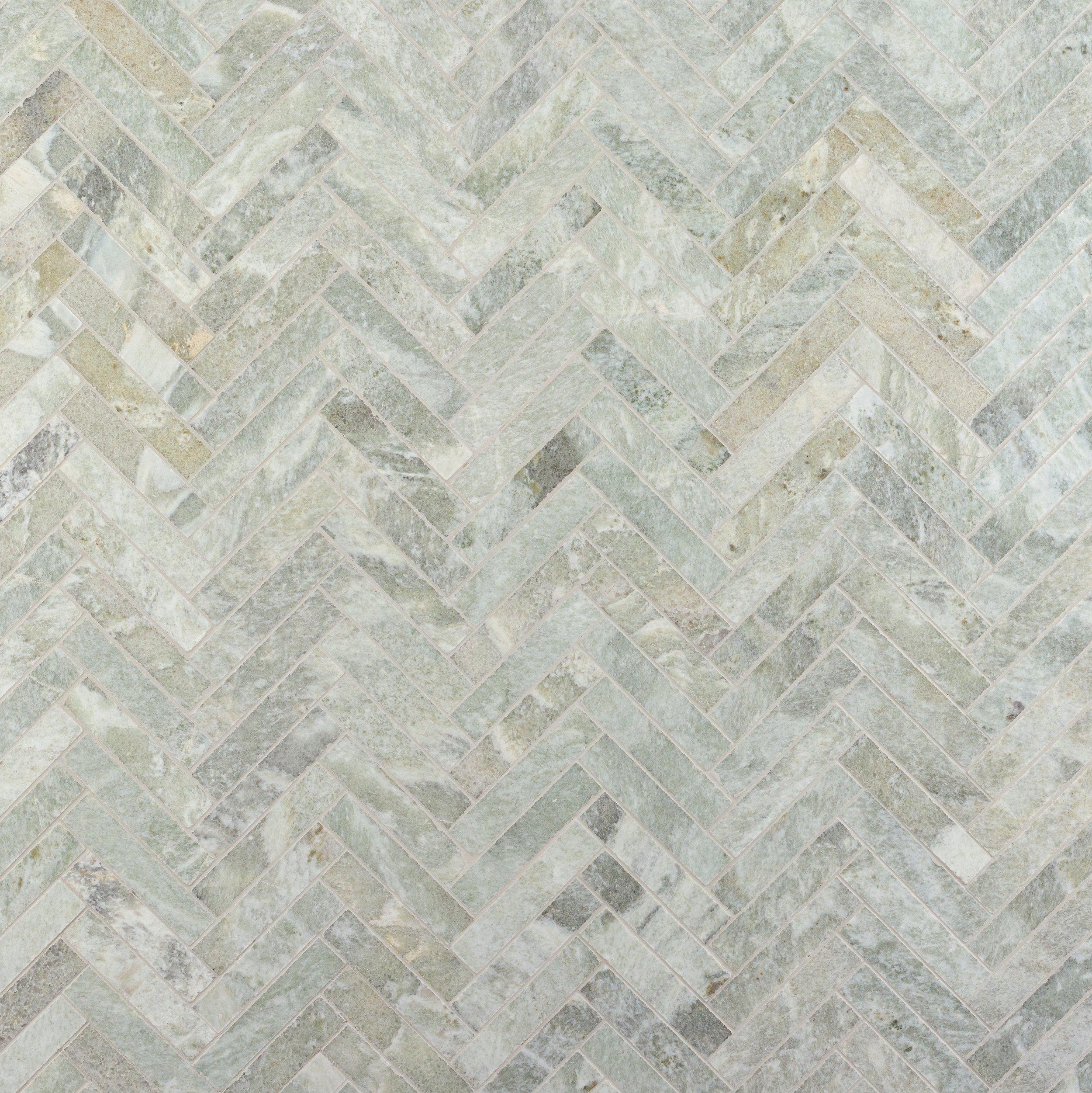 Willow Sage Herringbone Honed Marble Mosaic