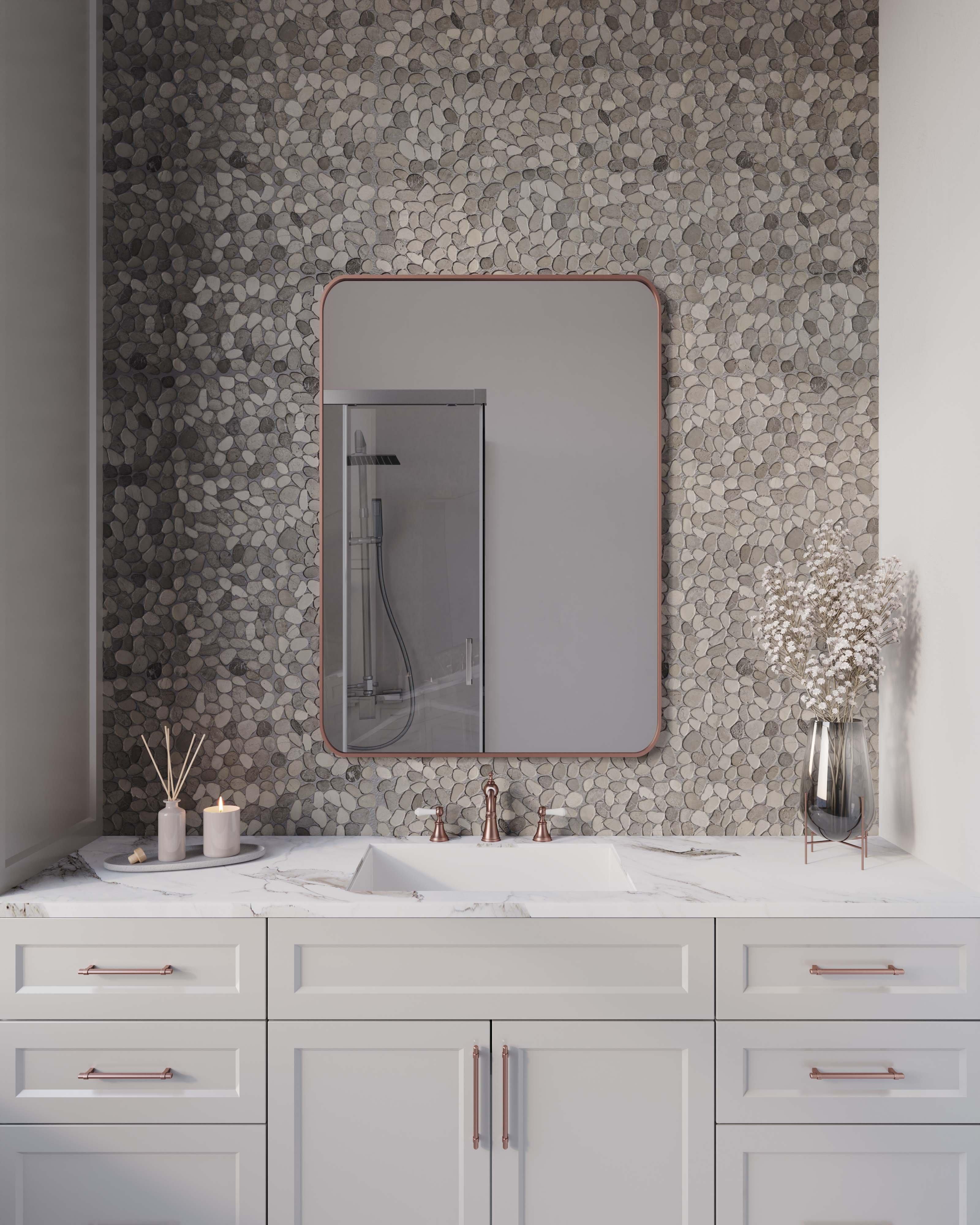 Lucia Tumbled Pebble Marble Mosaic