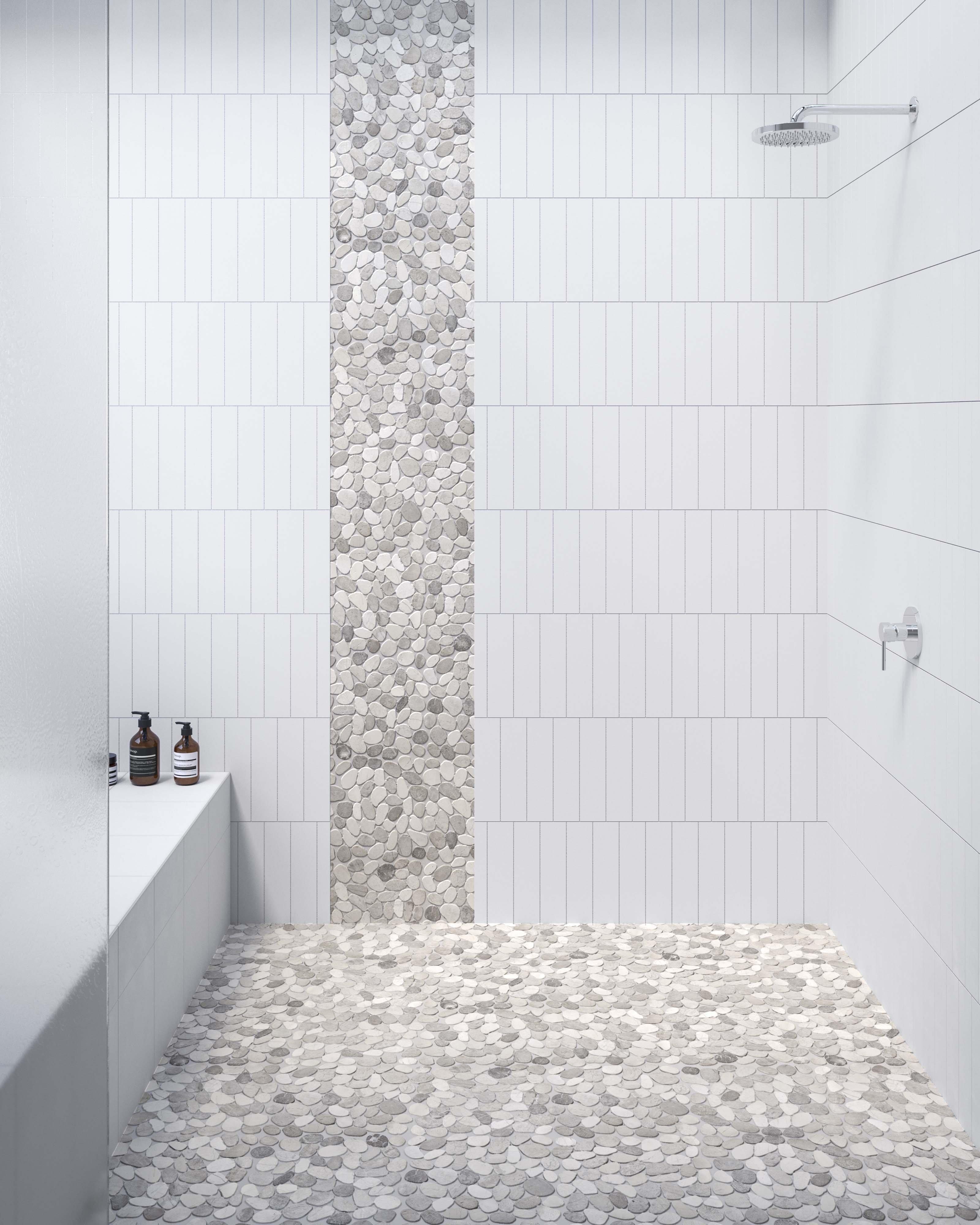 Lucia Tumbled Pebble Marble Mosaic | Floor and Decor