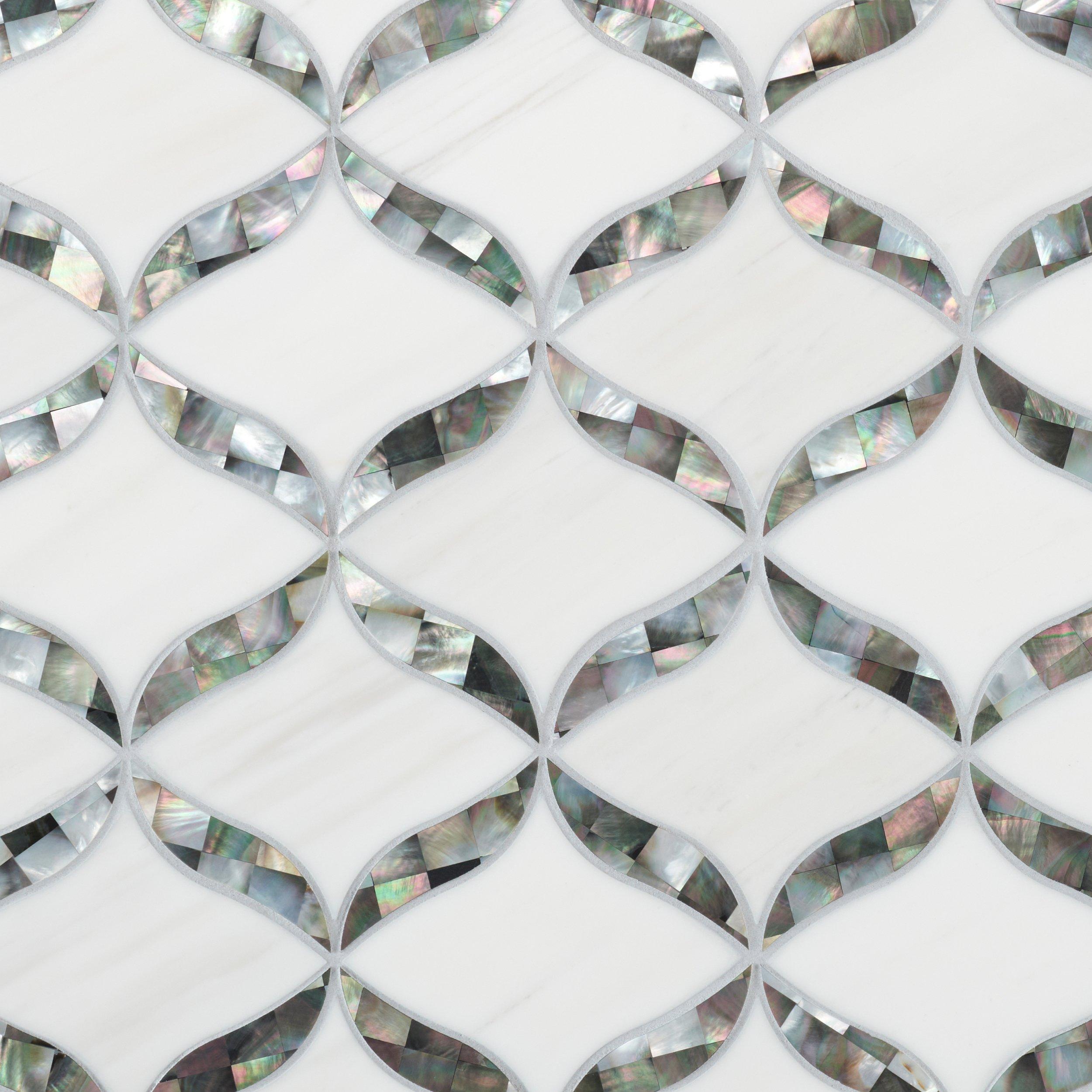 Calla Tahitian Mother of Pearl Waterjet Marble Mosaic