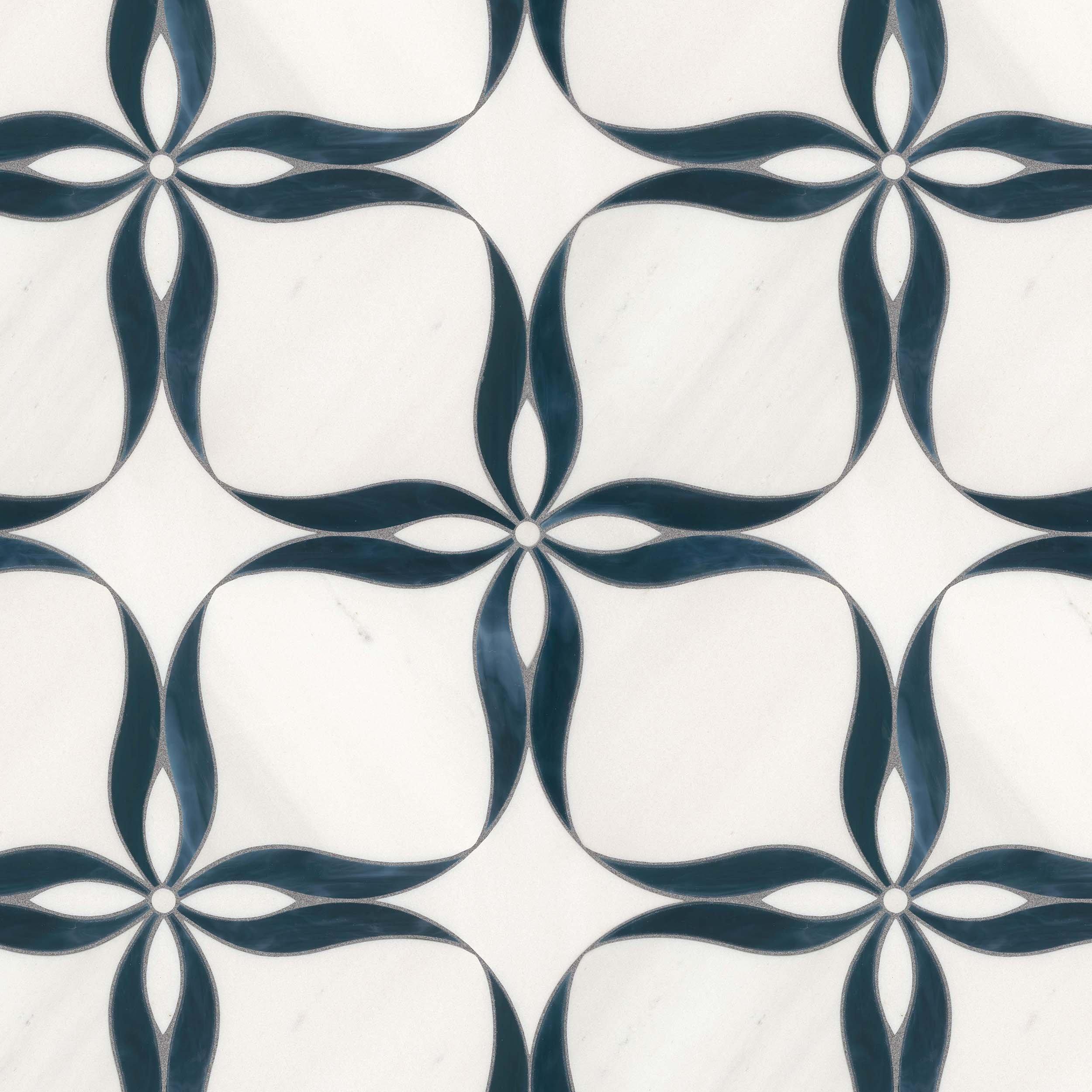 Luna Dolomite Art Glass Waterjet Marble Mosaic