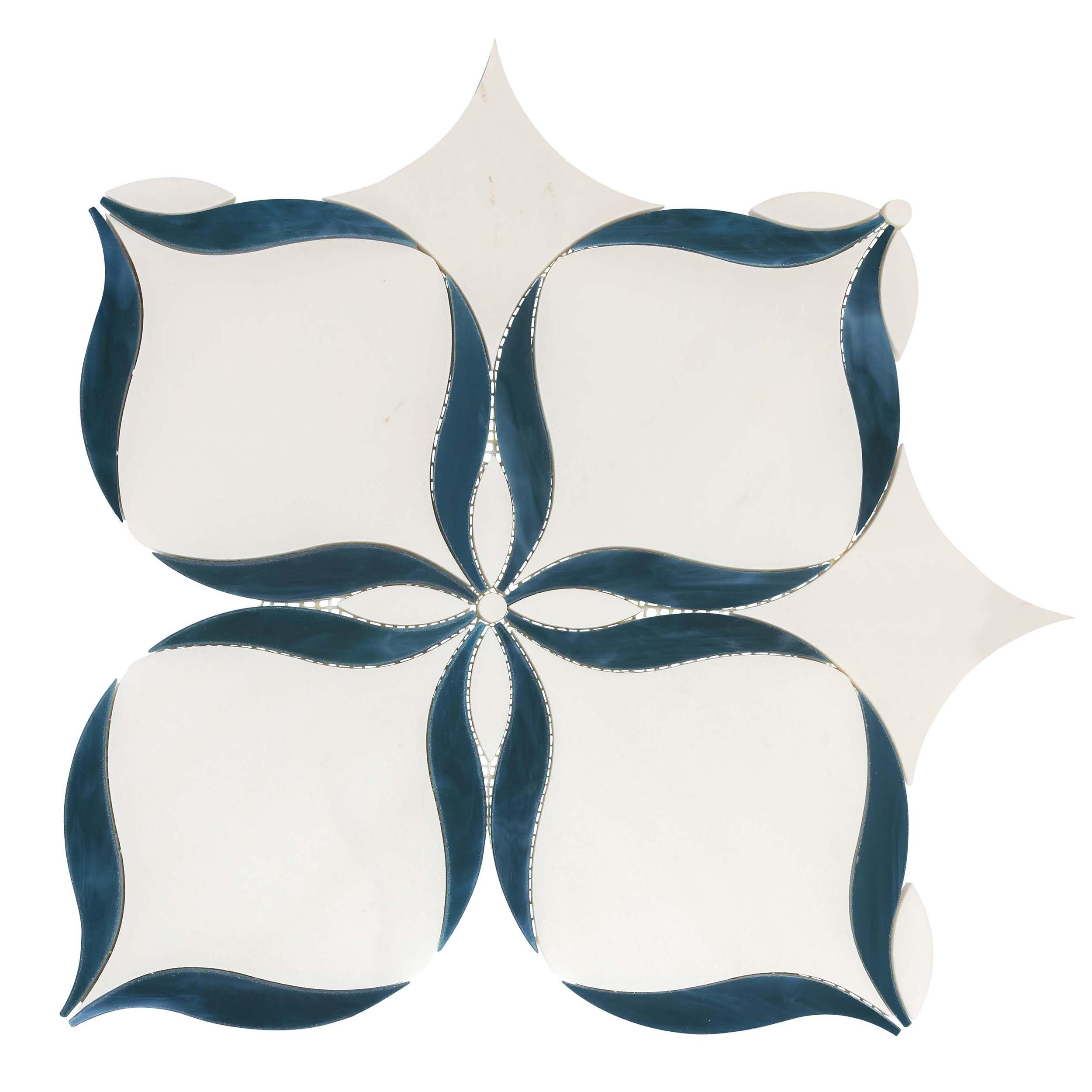 Luna Dolomite Art Glass Waterjet Marble Mosaic