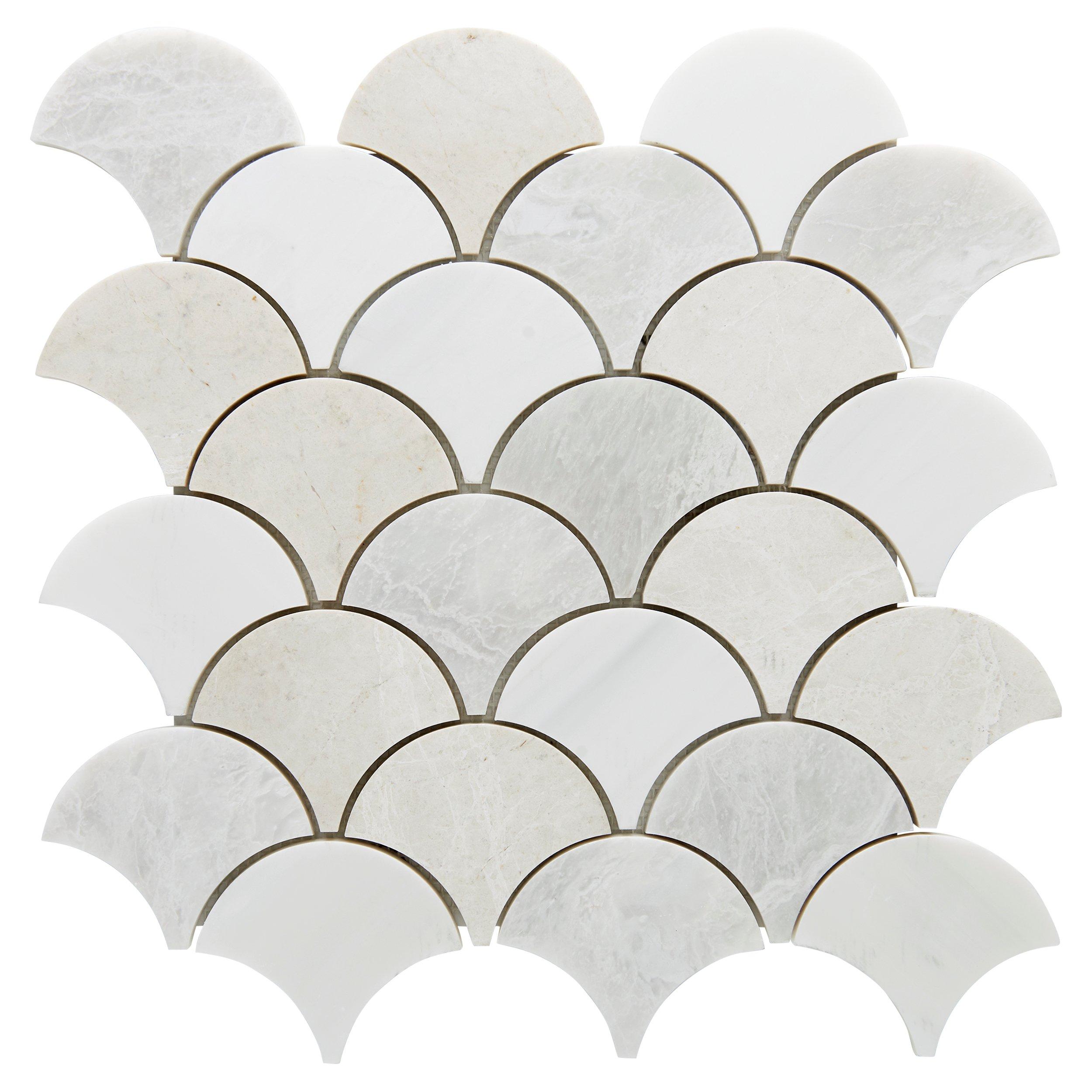 Dolomite Iceberg Fan Honed Marble Mosaic