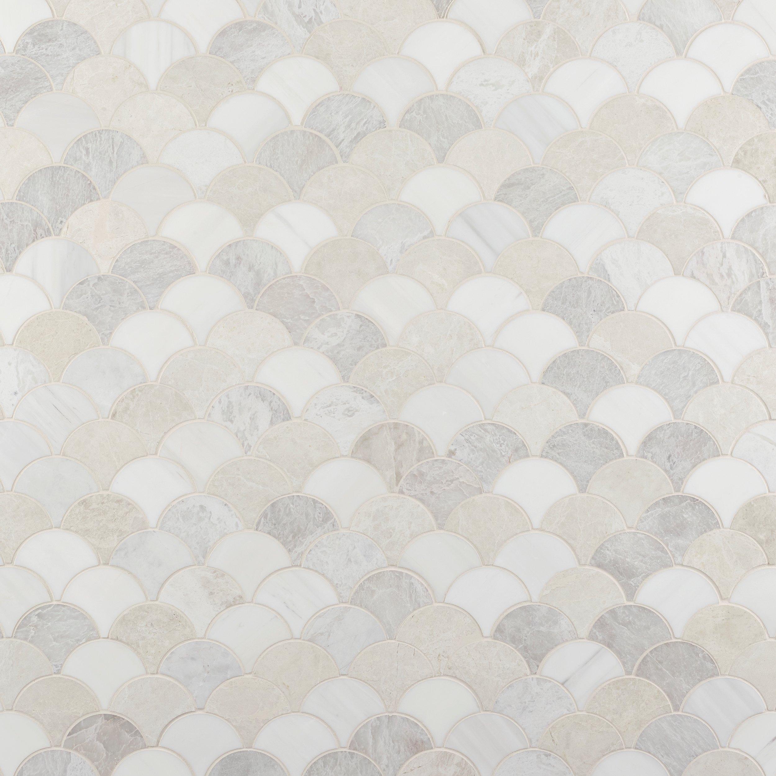 Dolomite Iceberg Fan Honed Marble Mosaic