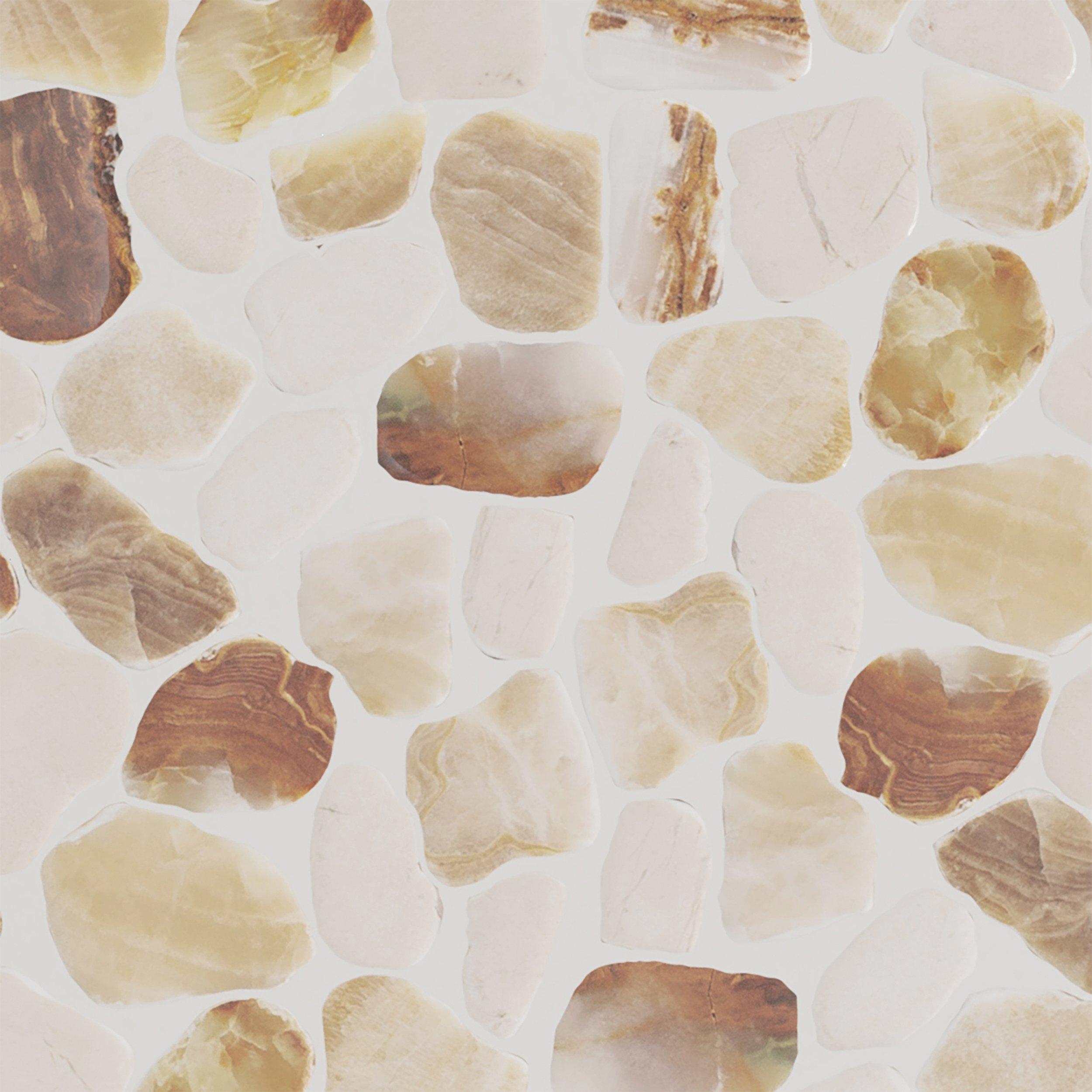 Monteverde Onyx Honed Pebble Marble Mosaic