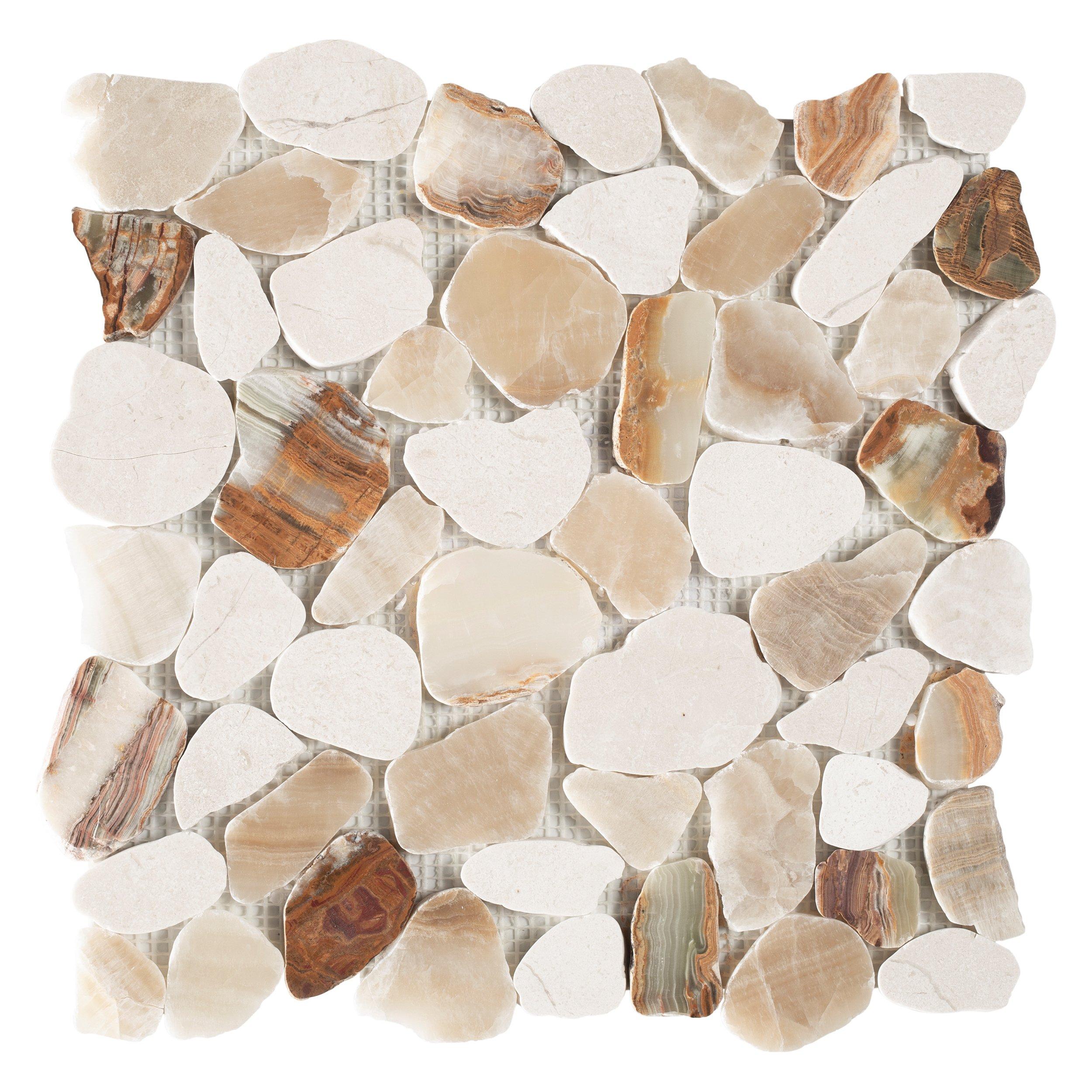 Monteverde Onyx Pebble Honed Marble Mosaic
