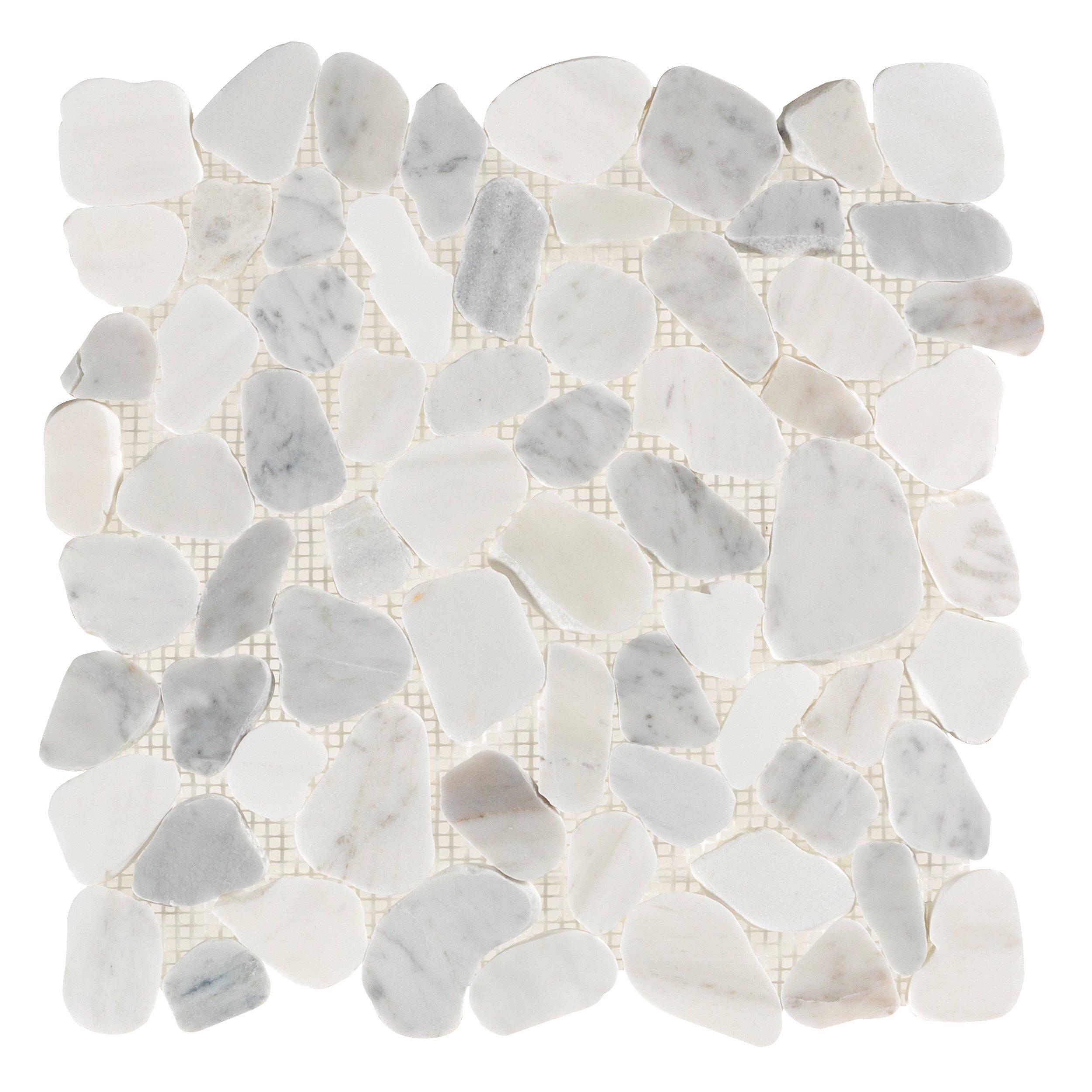 Bianco Carrara Dolomite Pebble Polished Marble Mosaic