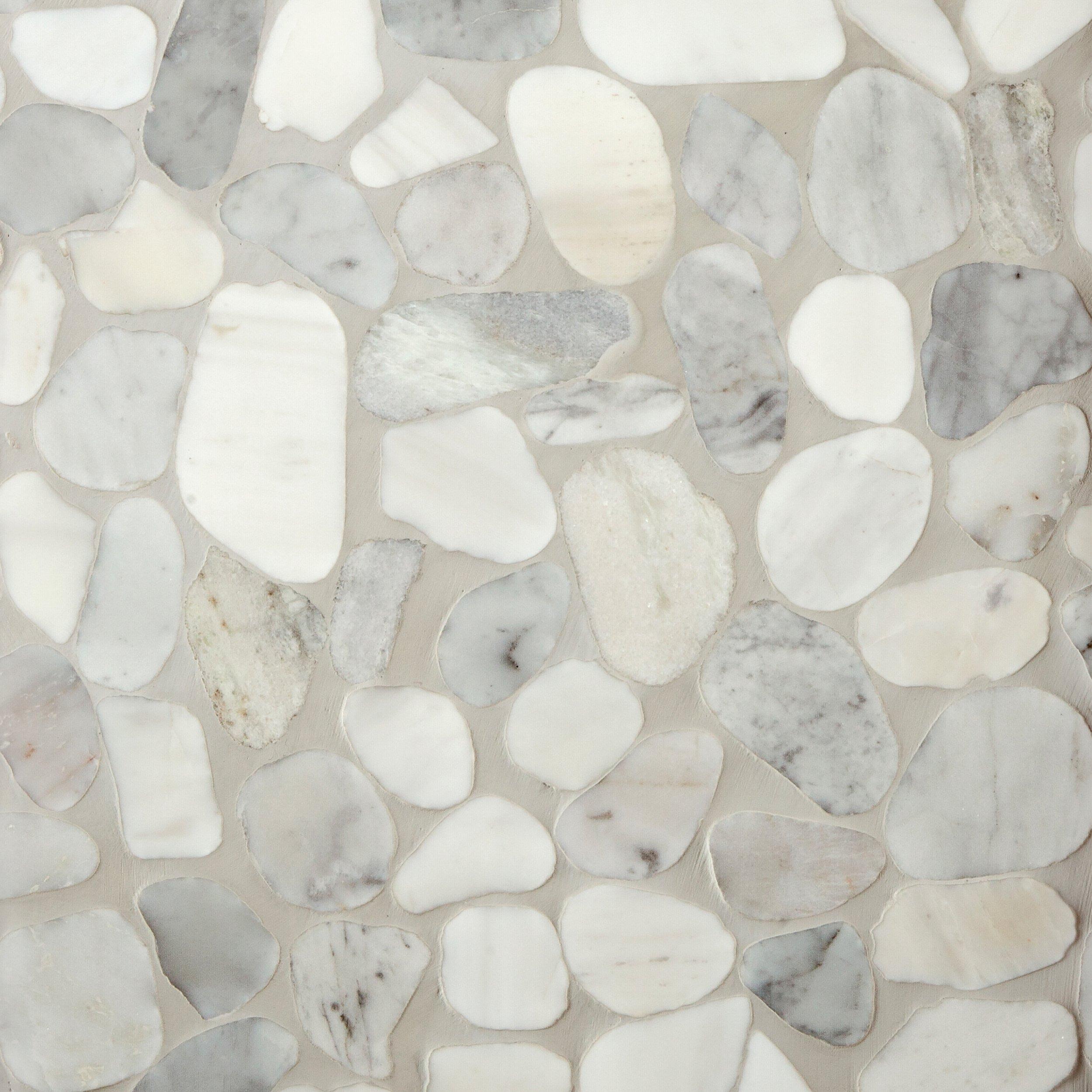 Bianco Carrara Dolomite Pebble Polished Marble Mosaic