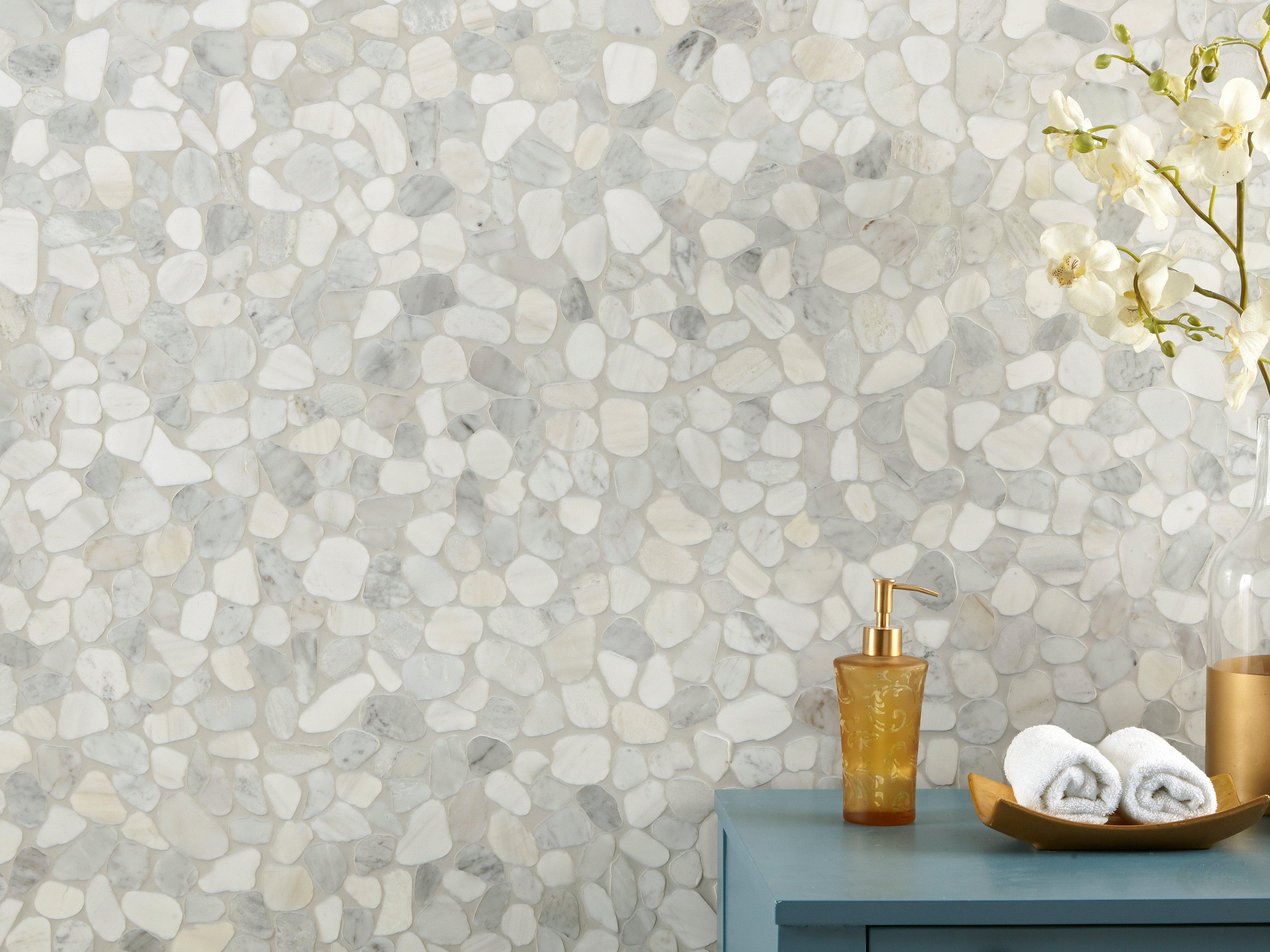 Bianco Carrara Dolomite Pebble Marble Mosaic