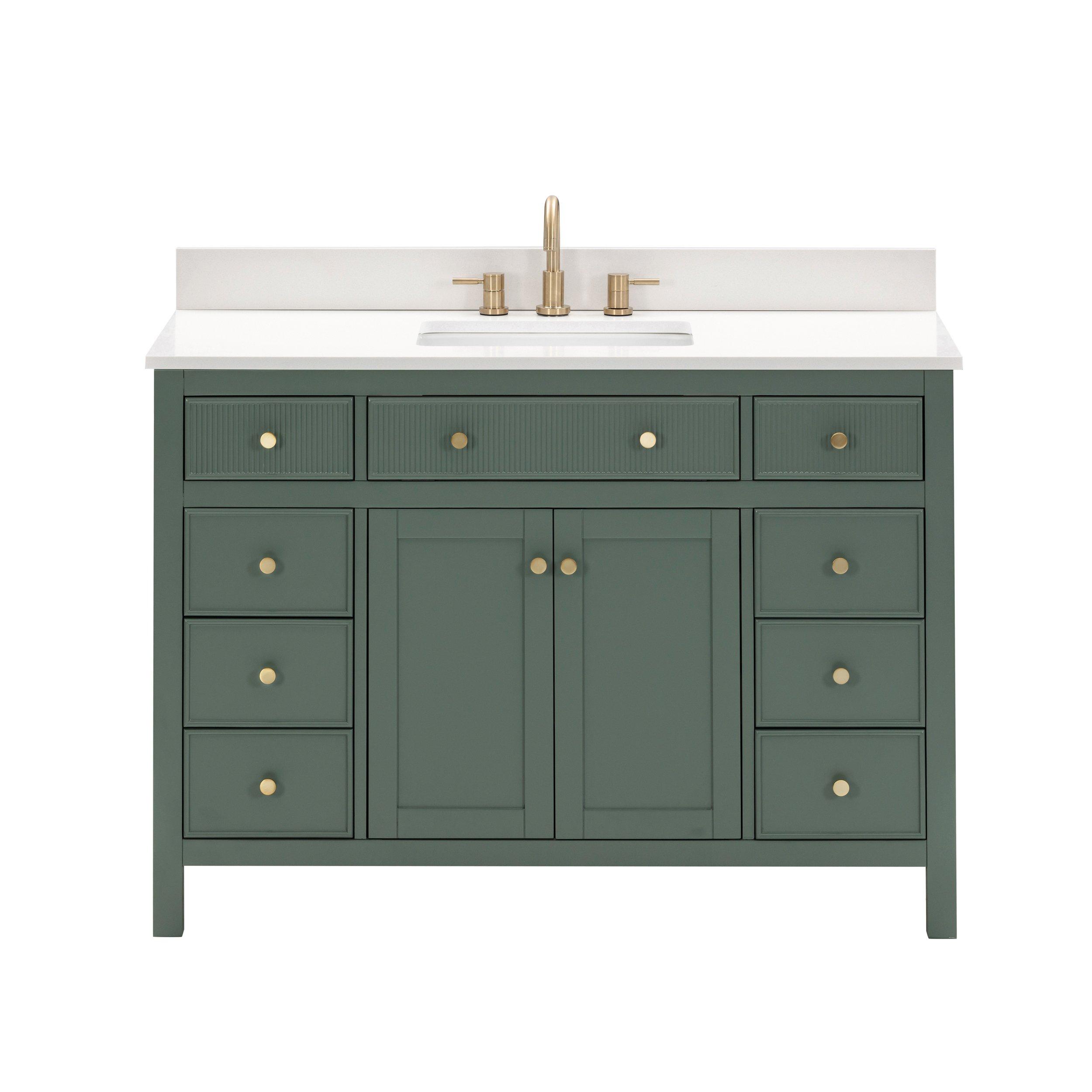 Studio Design Collection | Dylan 49 inch Green Vanity with Quartz Top ...