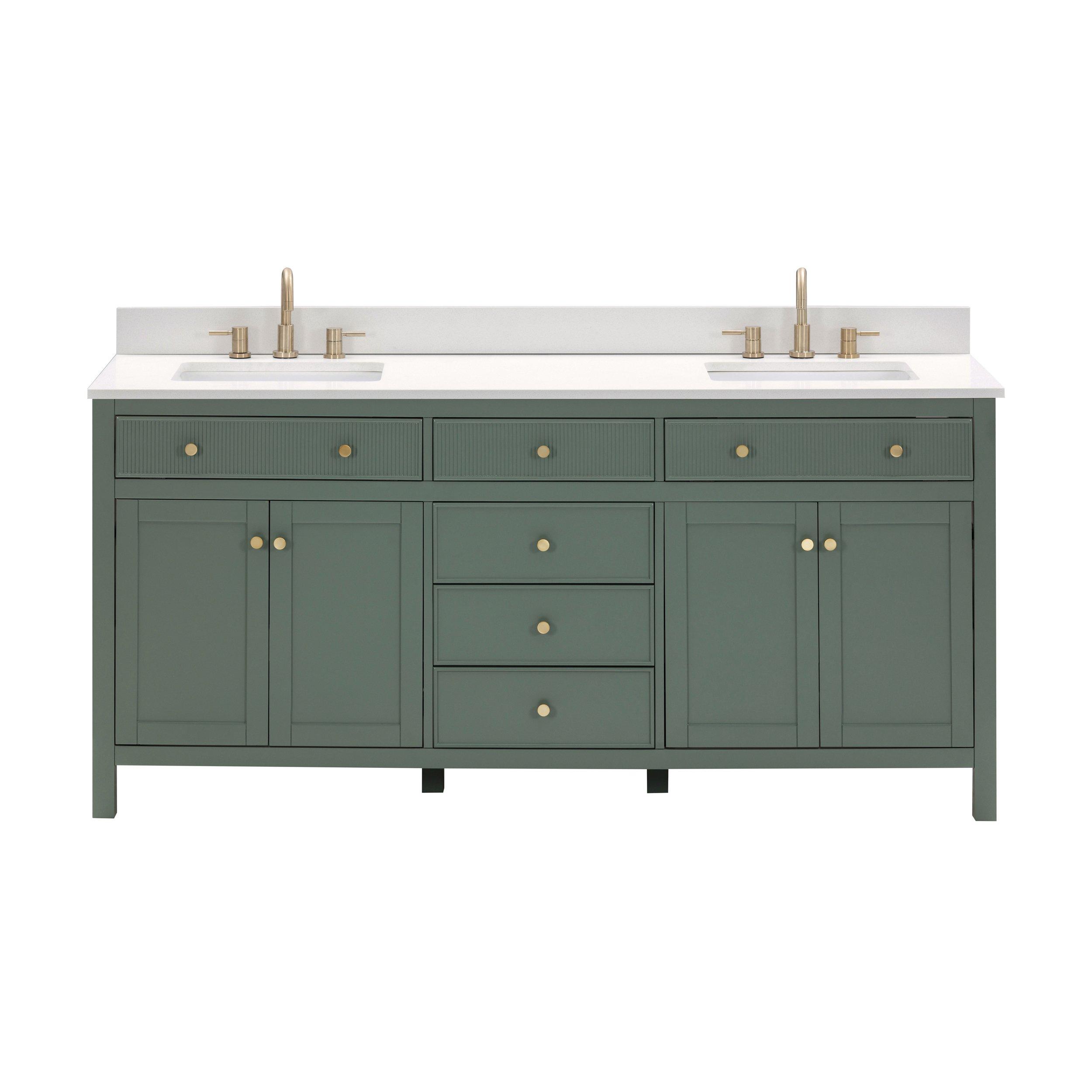 Dylan 73 in. Smoke Green Vanity with Quartz Top