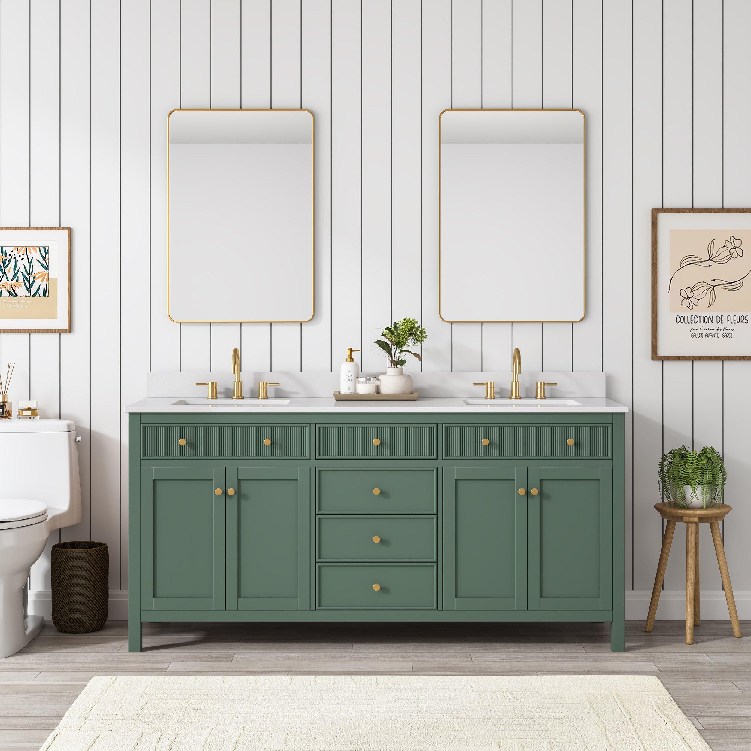 Dylan 73 in. Smoke Green Vanity with Quartz Top
