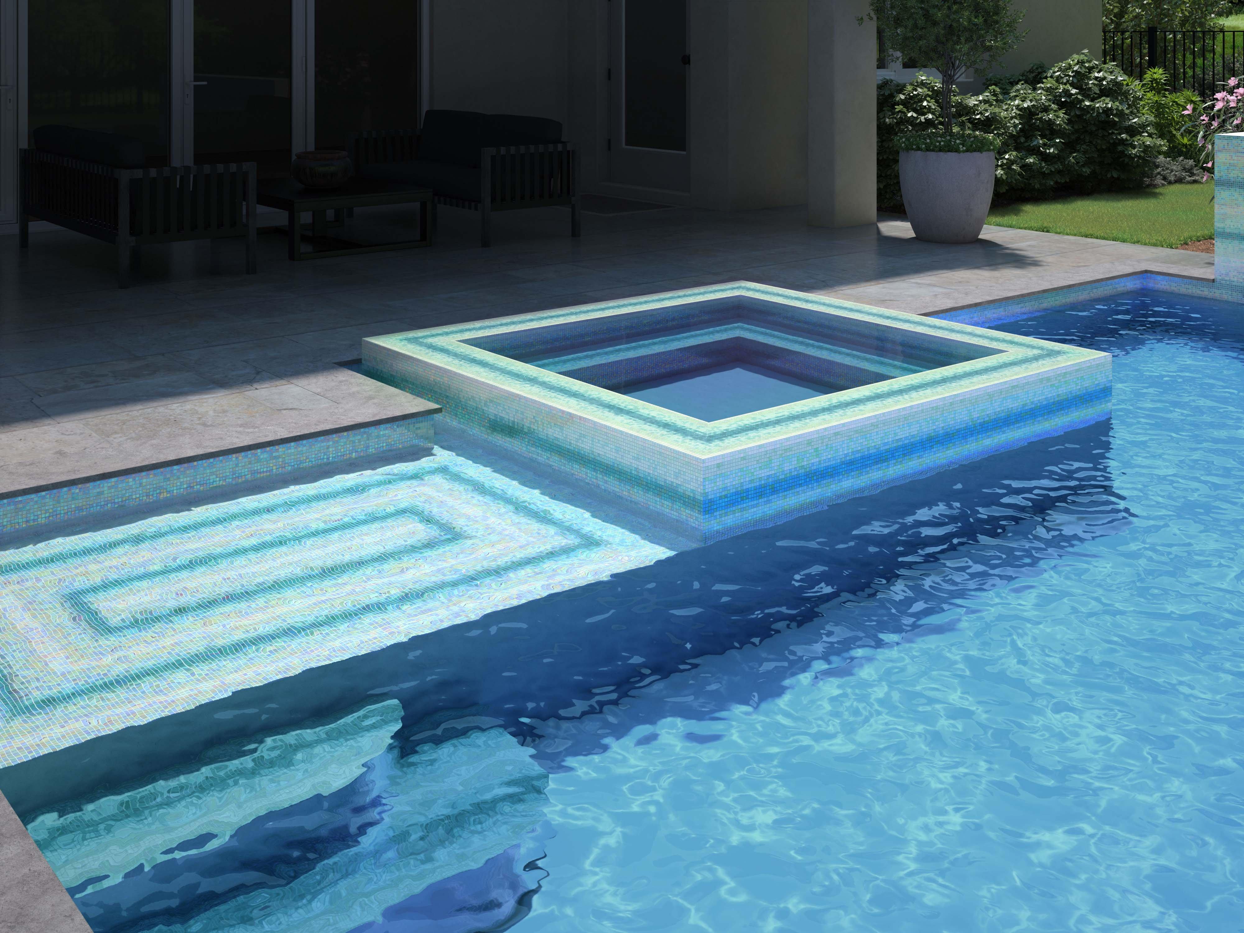Mona Aqua Ombre Glass Micro Mosaic