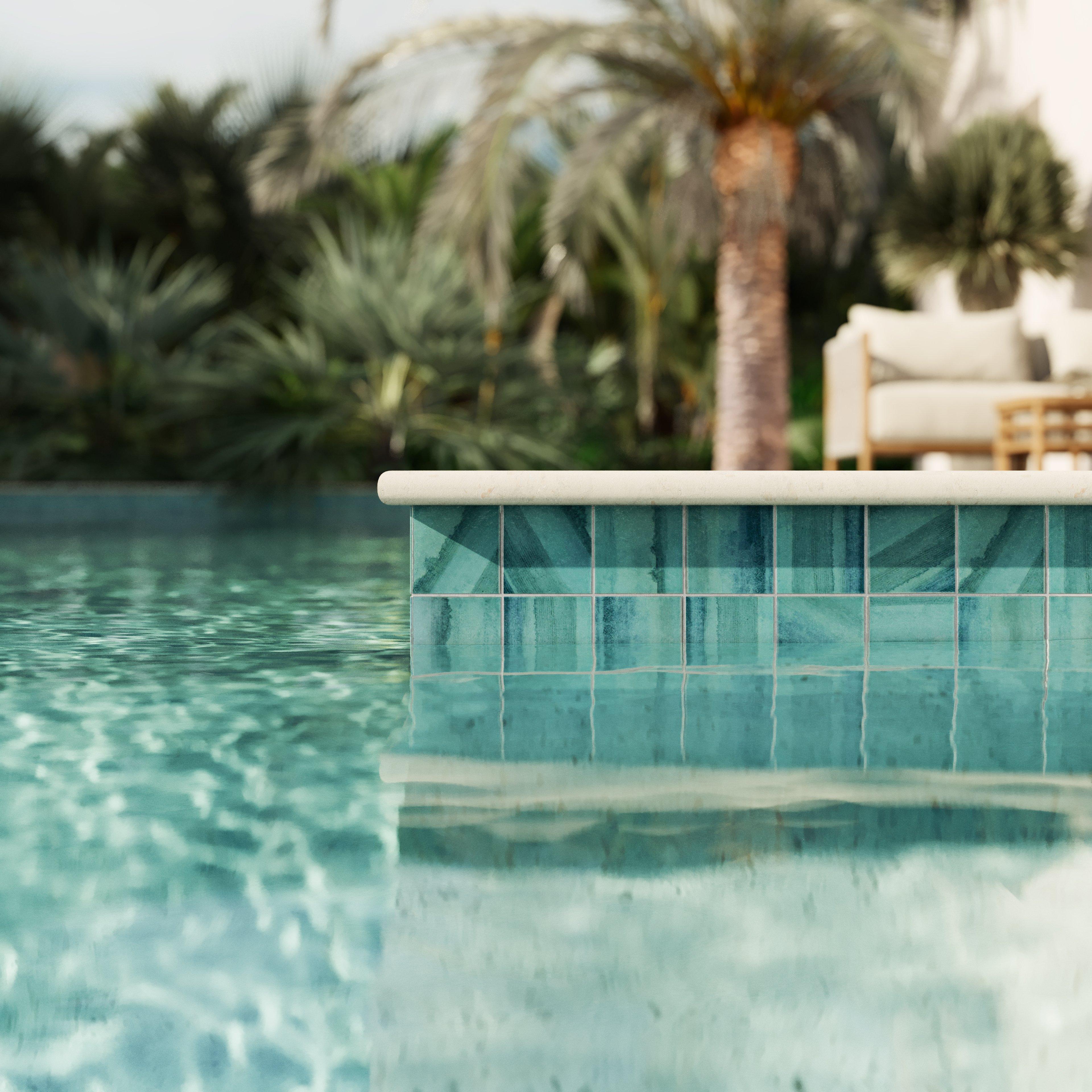 Shell Tumbled Travertine Bullnose 3cm. Paver Coping