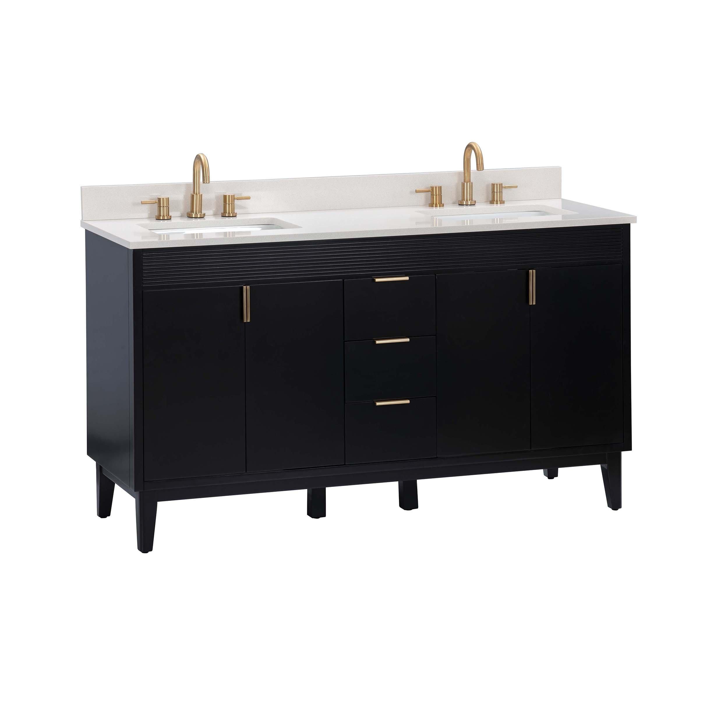 Julian 61 in. Black Vanity with Engineered Stone Top
