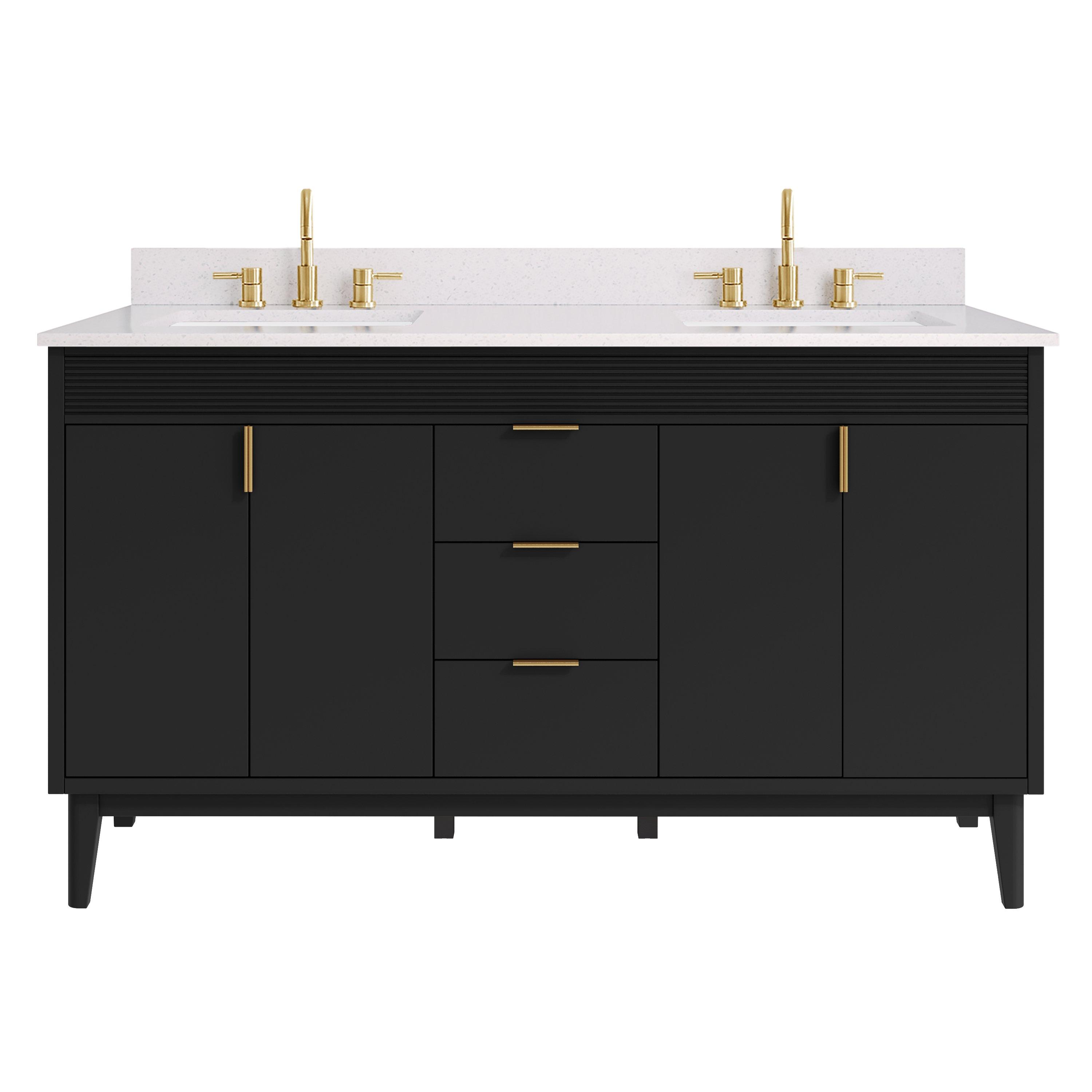Julian 61 in. Black Vanity with Engineered Stone Top