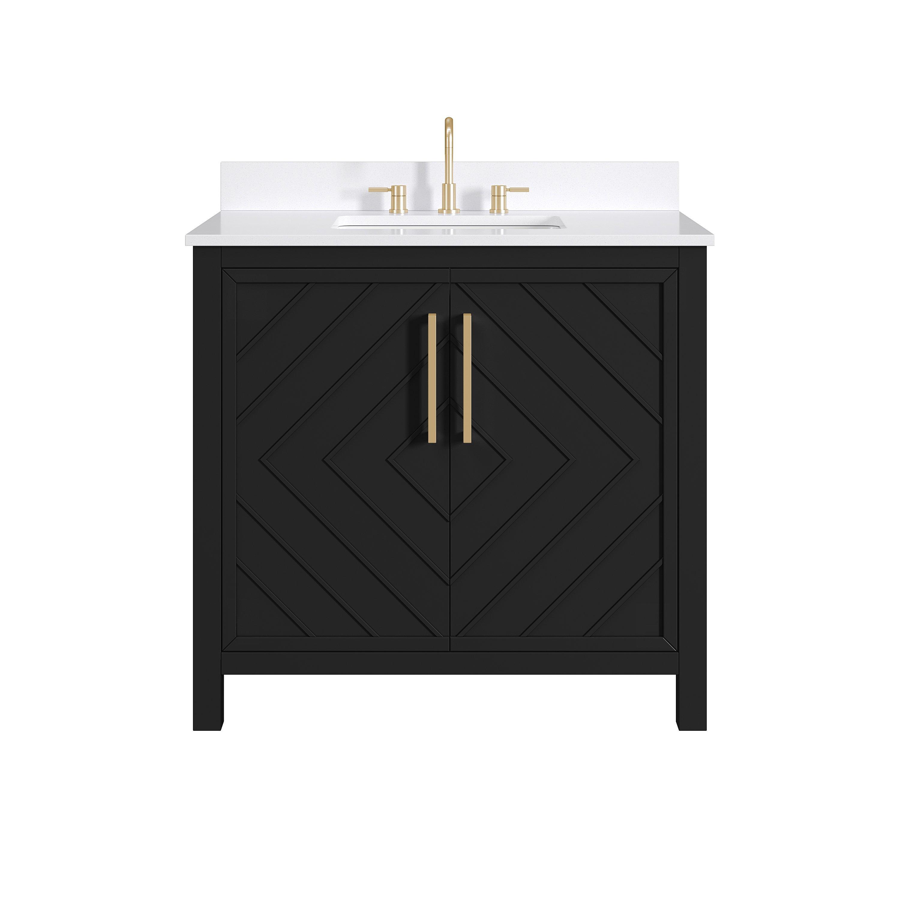 Bryce 37 in. Black Vanity with Engineered Stone Top