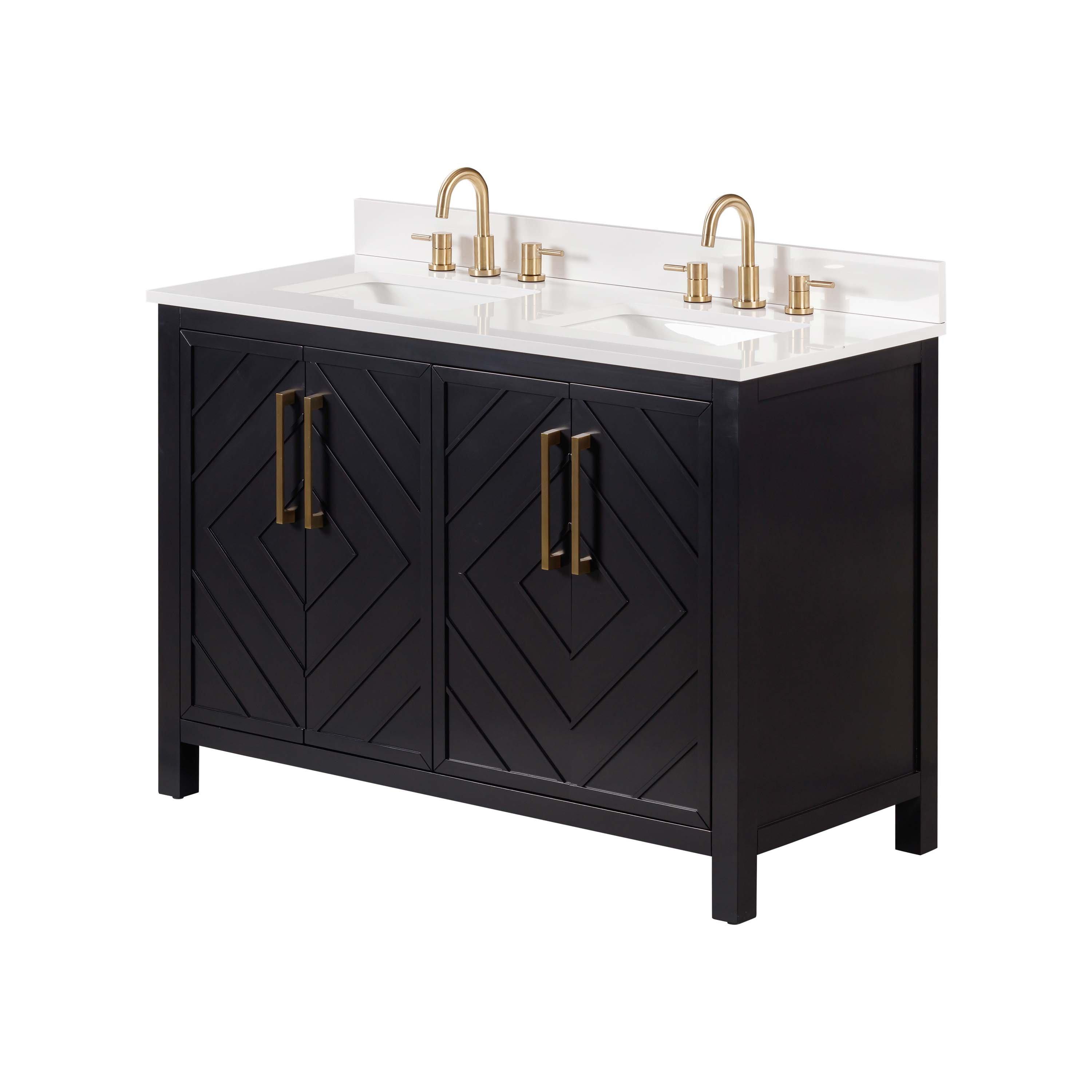 Bryce 49 in. Black Vanity with Engineered Stone Top