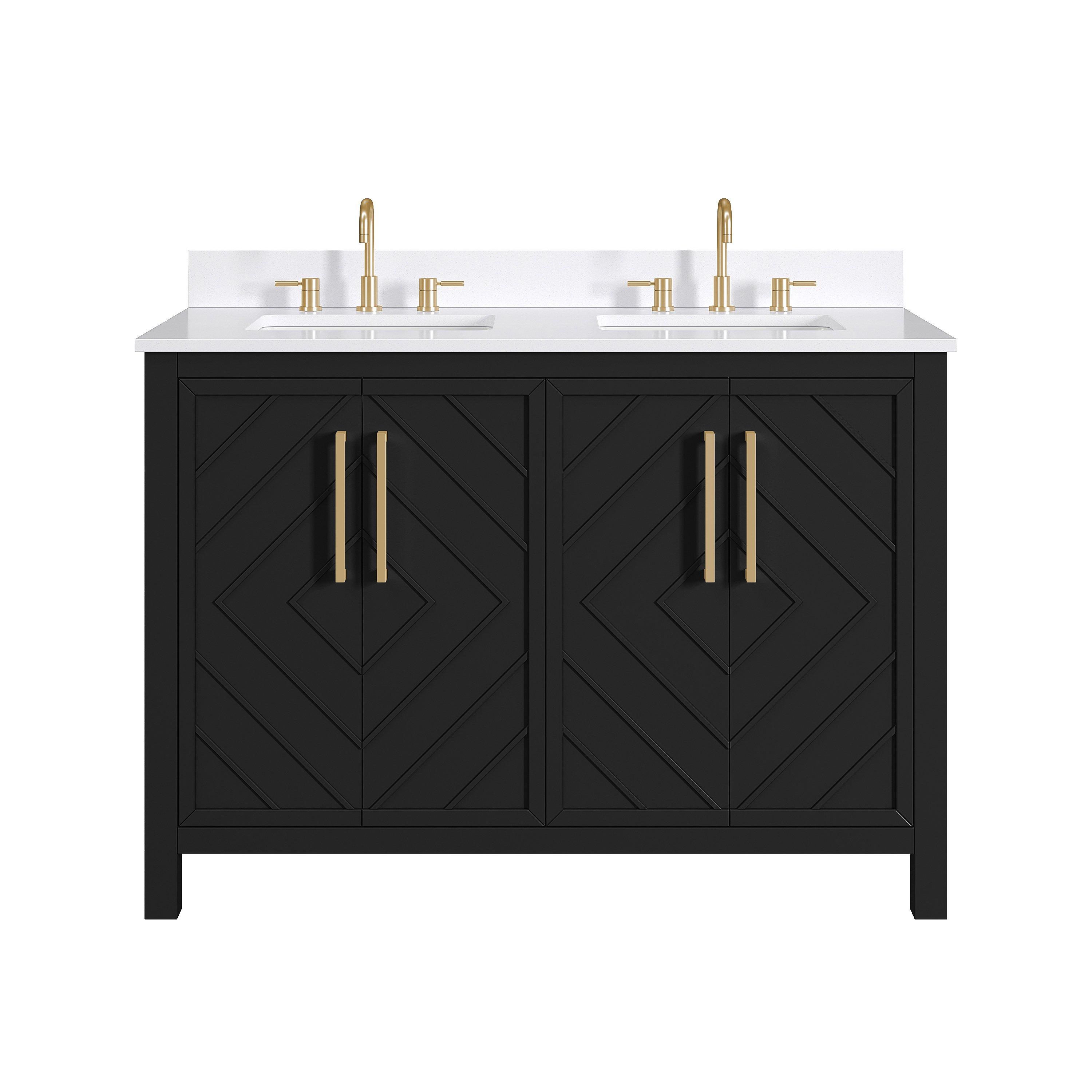 Bryce 49 in. Black Vanity with Engineered Stone Top