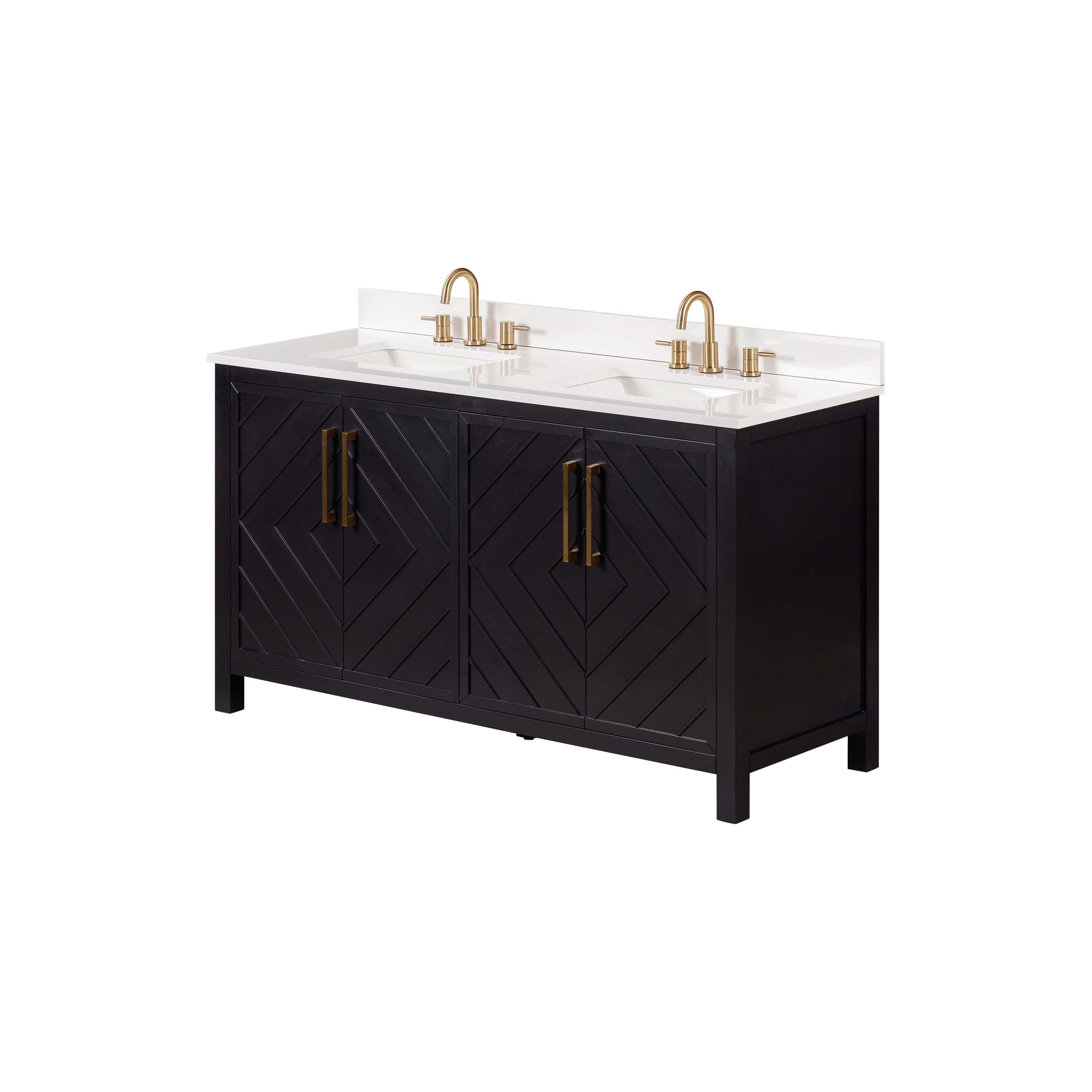 Bryce 61 in. Black Vanity with Engineered Stone Top