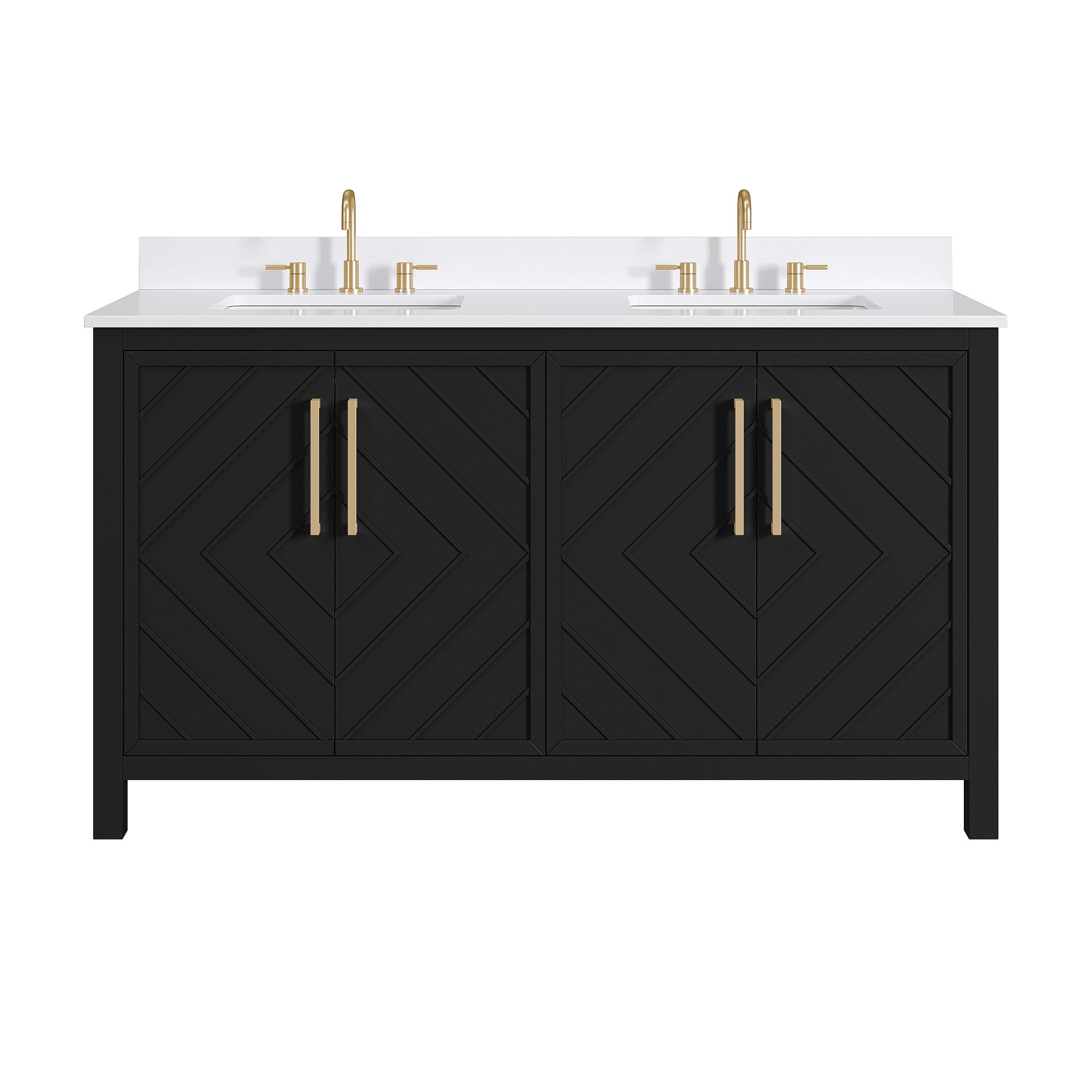 Bryce 61 in. Black Vanity with Engineered Stone Top