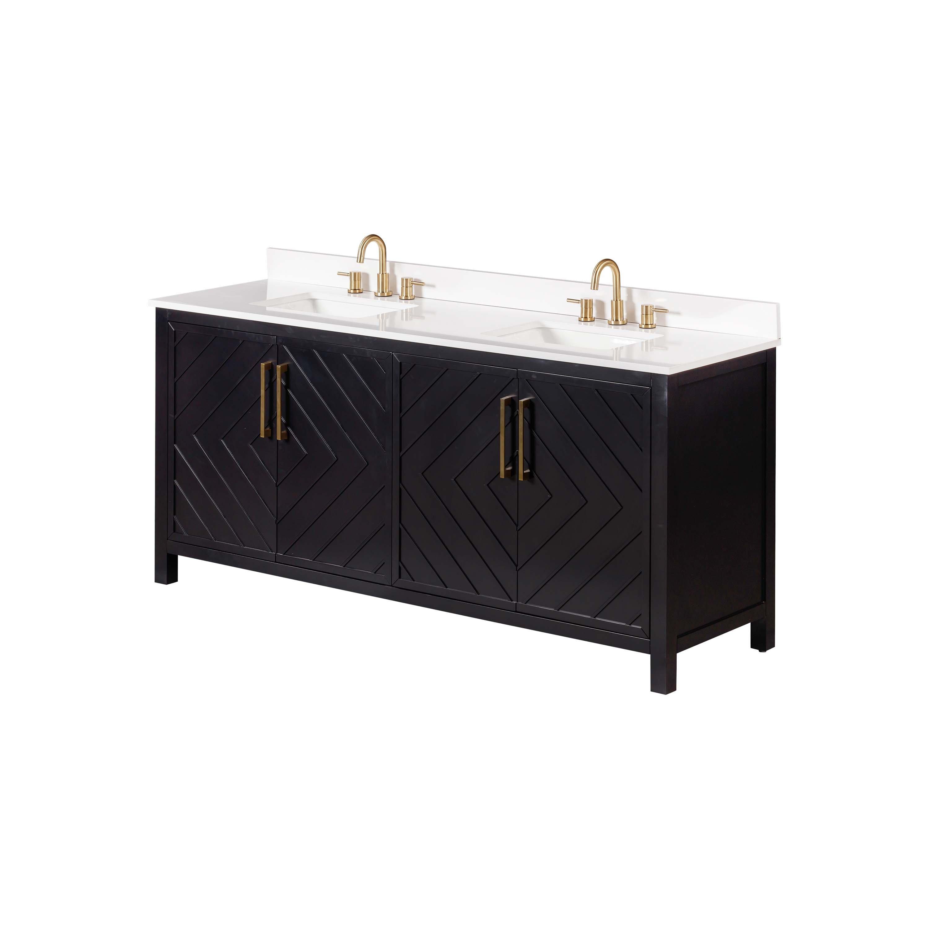 Bryce 73 in. Black Vanity with Engineered Stone Top