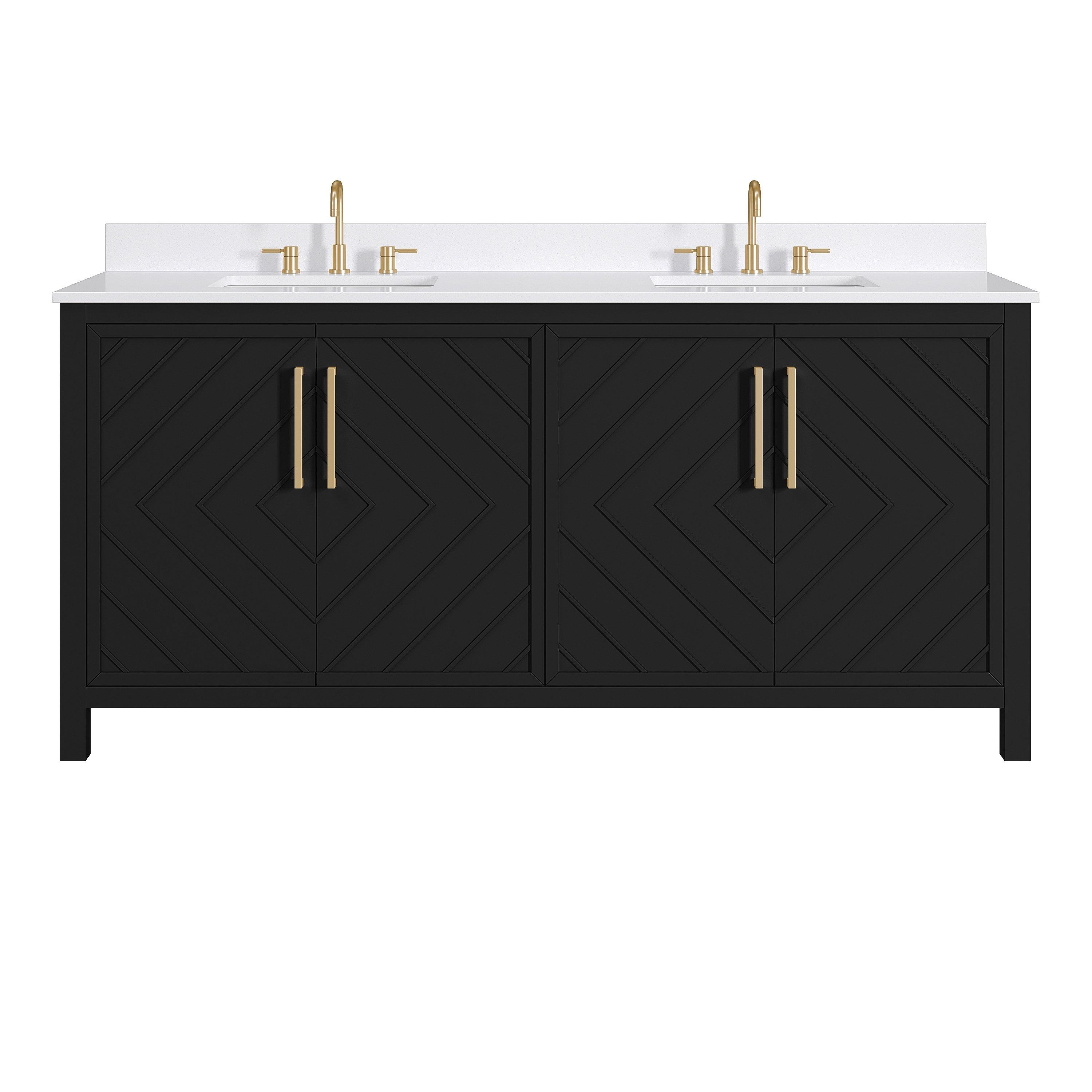 Bryce 73 in. Black Vanity with Engineered Stone Top