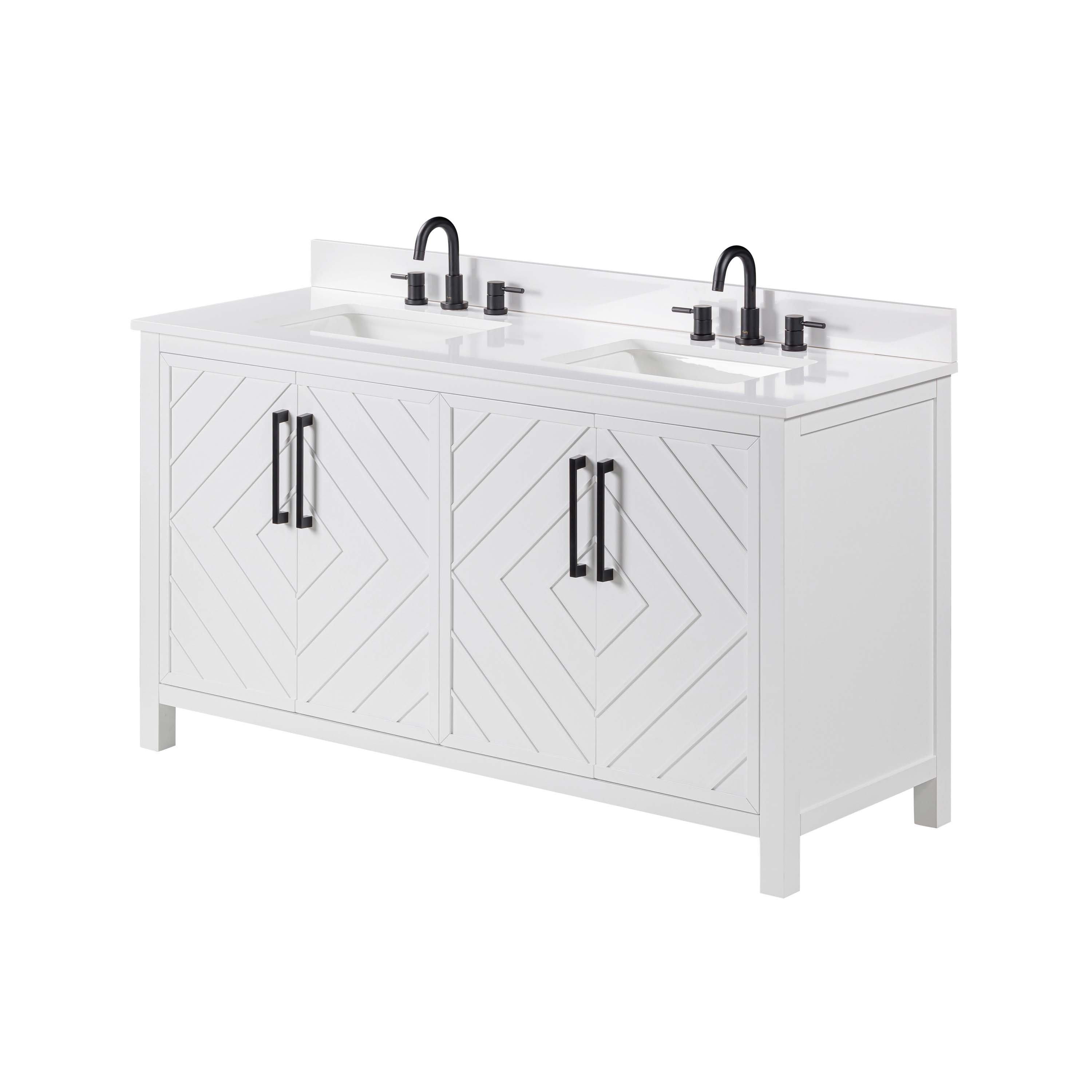 Bryce 61 in. White Vanity with Engineered Stone Top