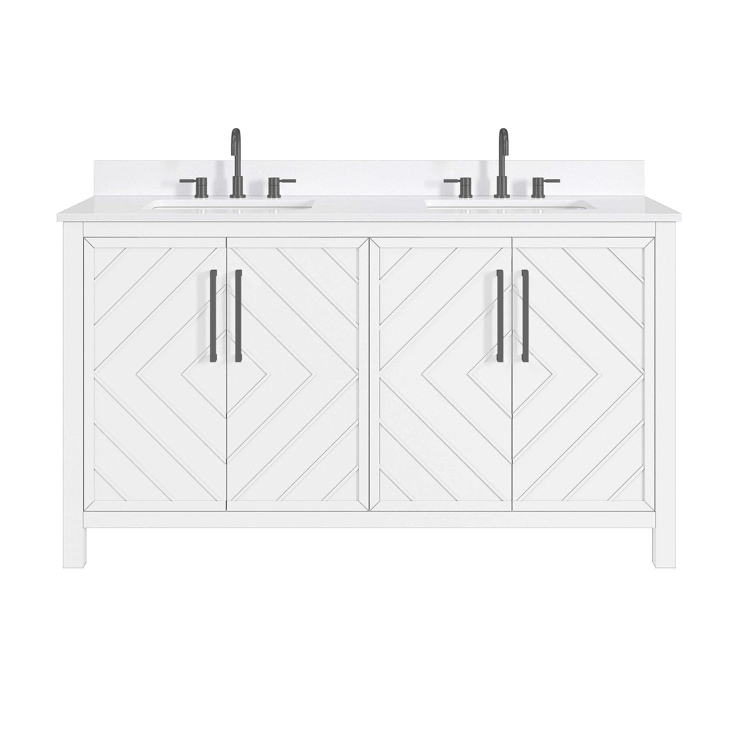 Bryce 61 in. White Vanity with Engineered Stone Top