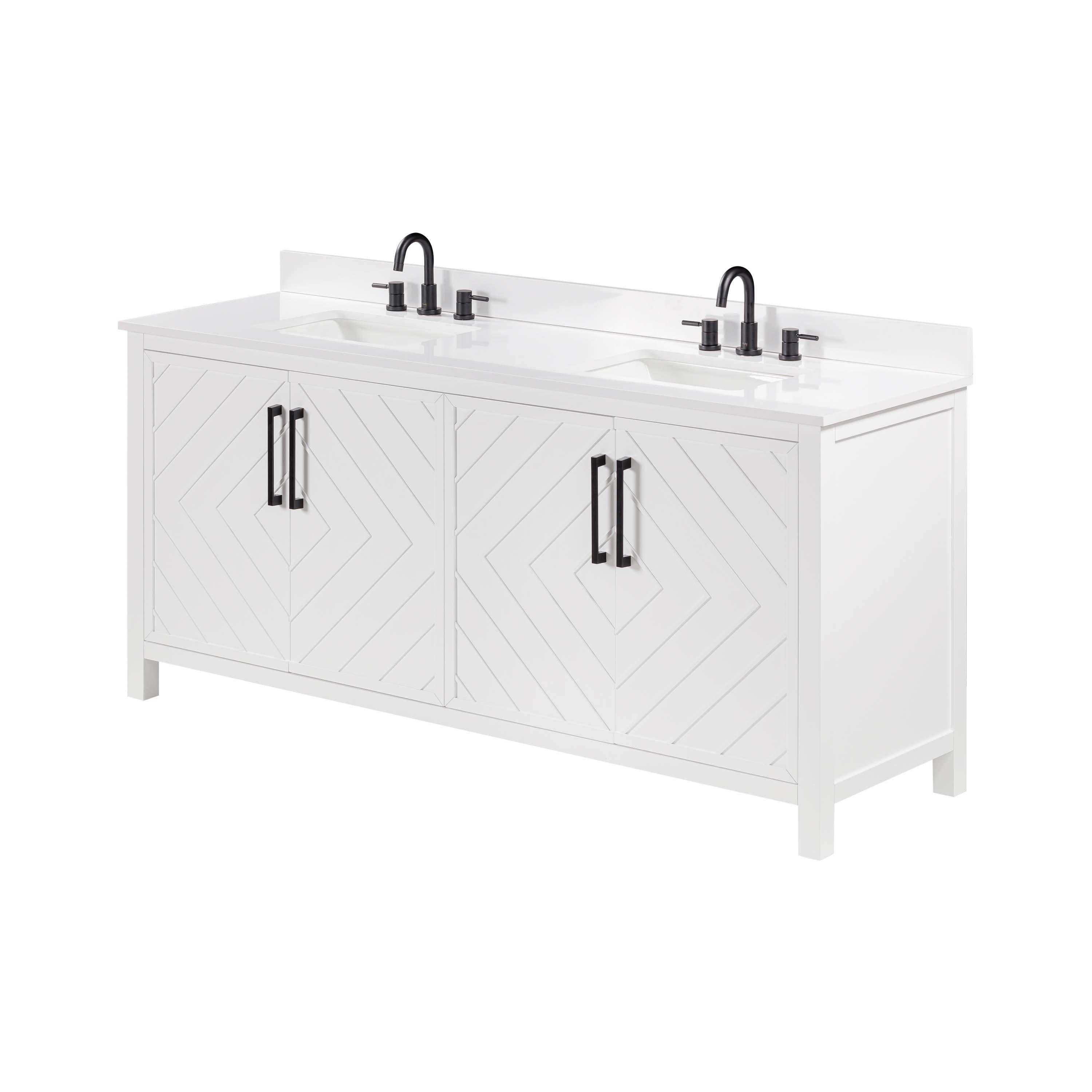 Bryce 73 in. White Vanity with Engineered Stone Top