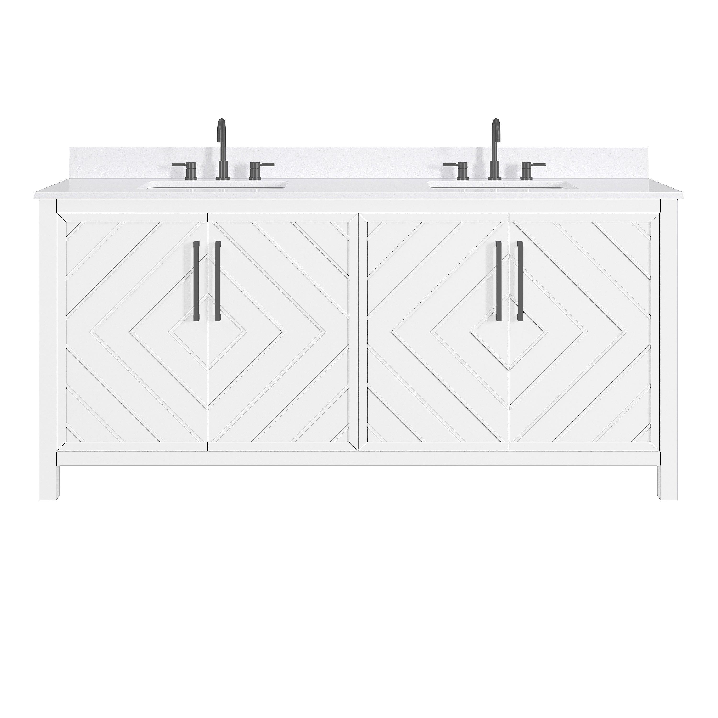 Bryce 73 in. White Vanity with Engineered Stone Top