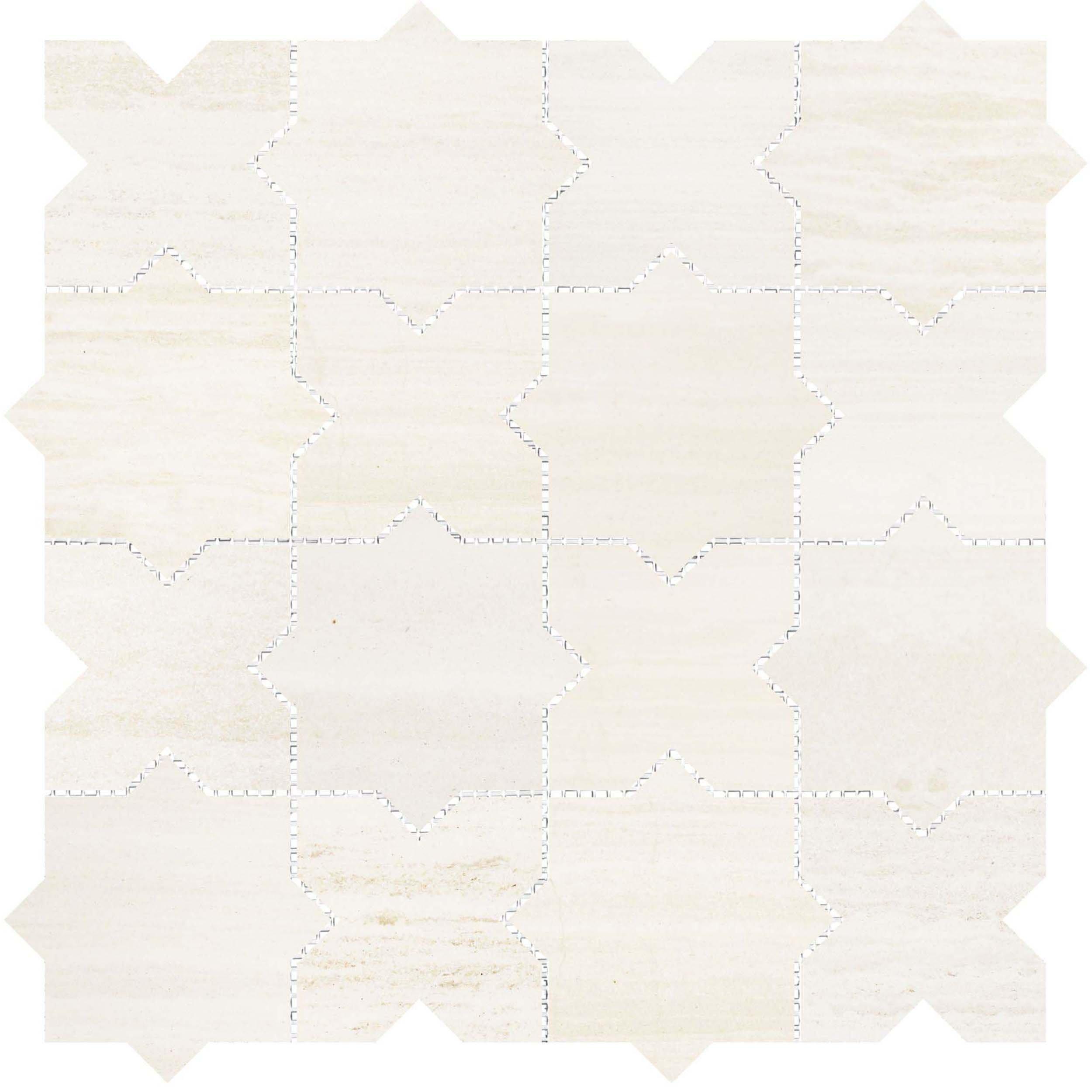 Linen Star Cross Honed Limestone Mosaic