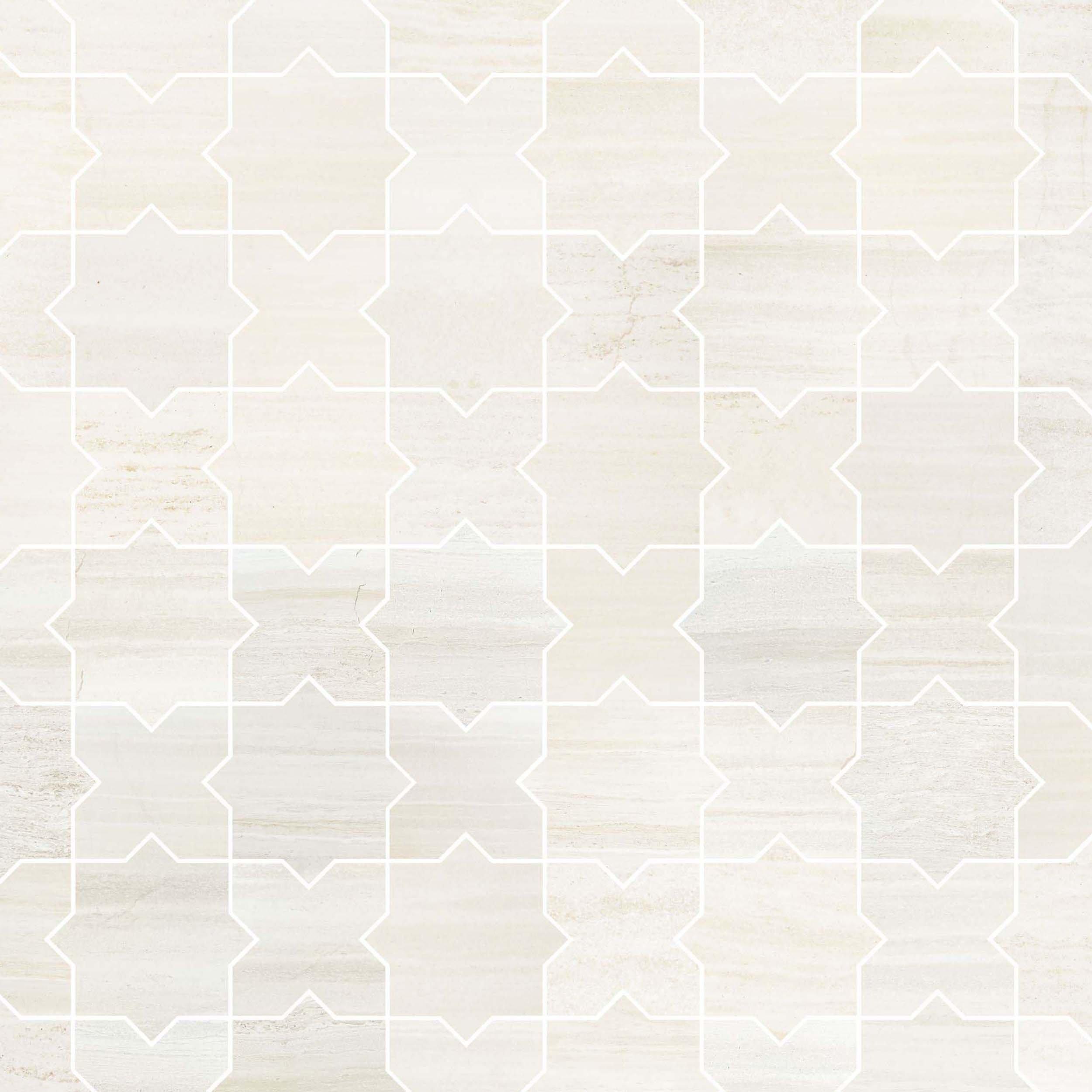 Linen Star Cross Honed Limestone Mosaic
