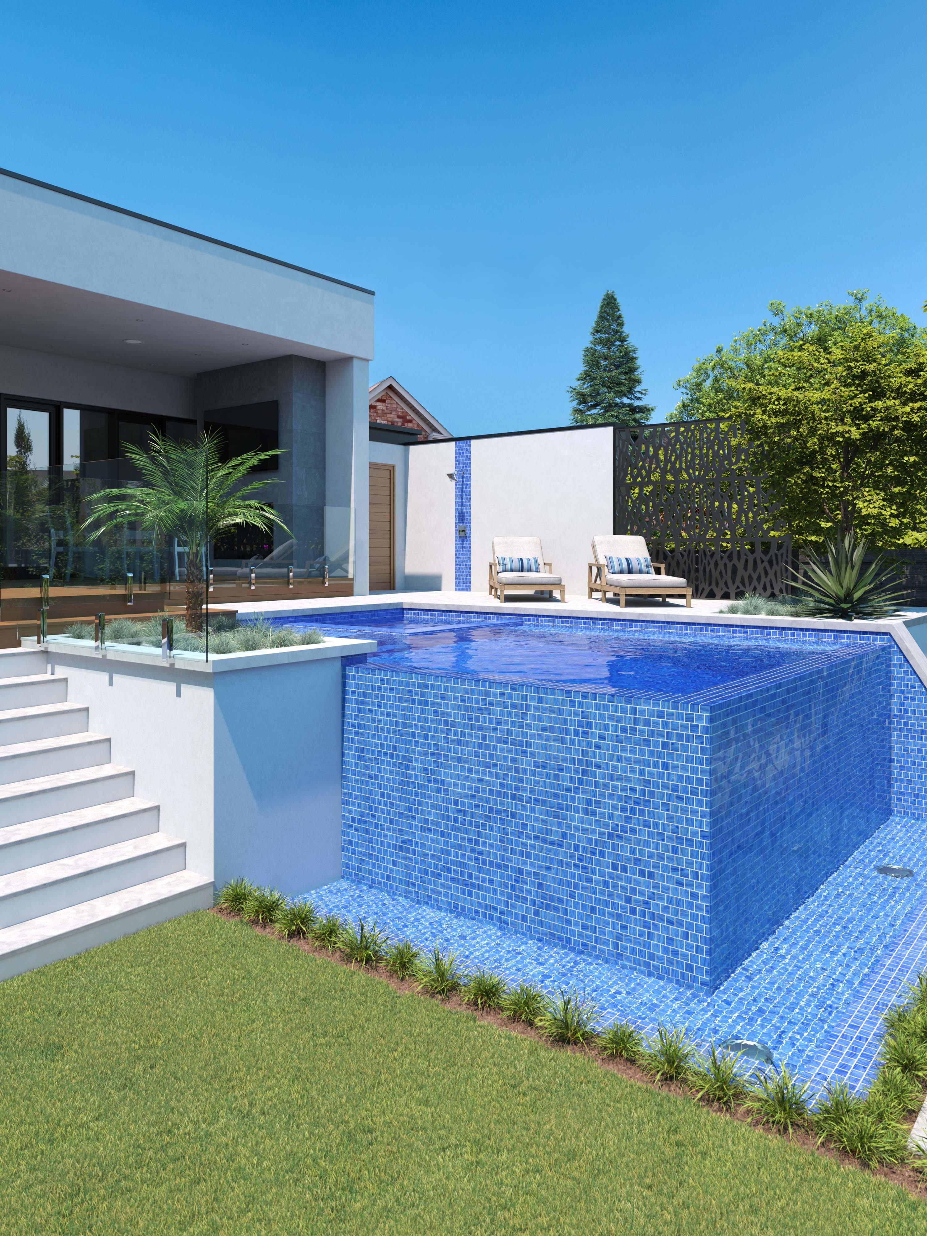 Bay Blue Hot Glass Square Mosaic