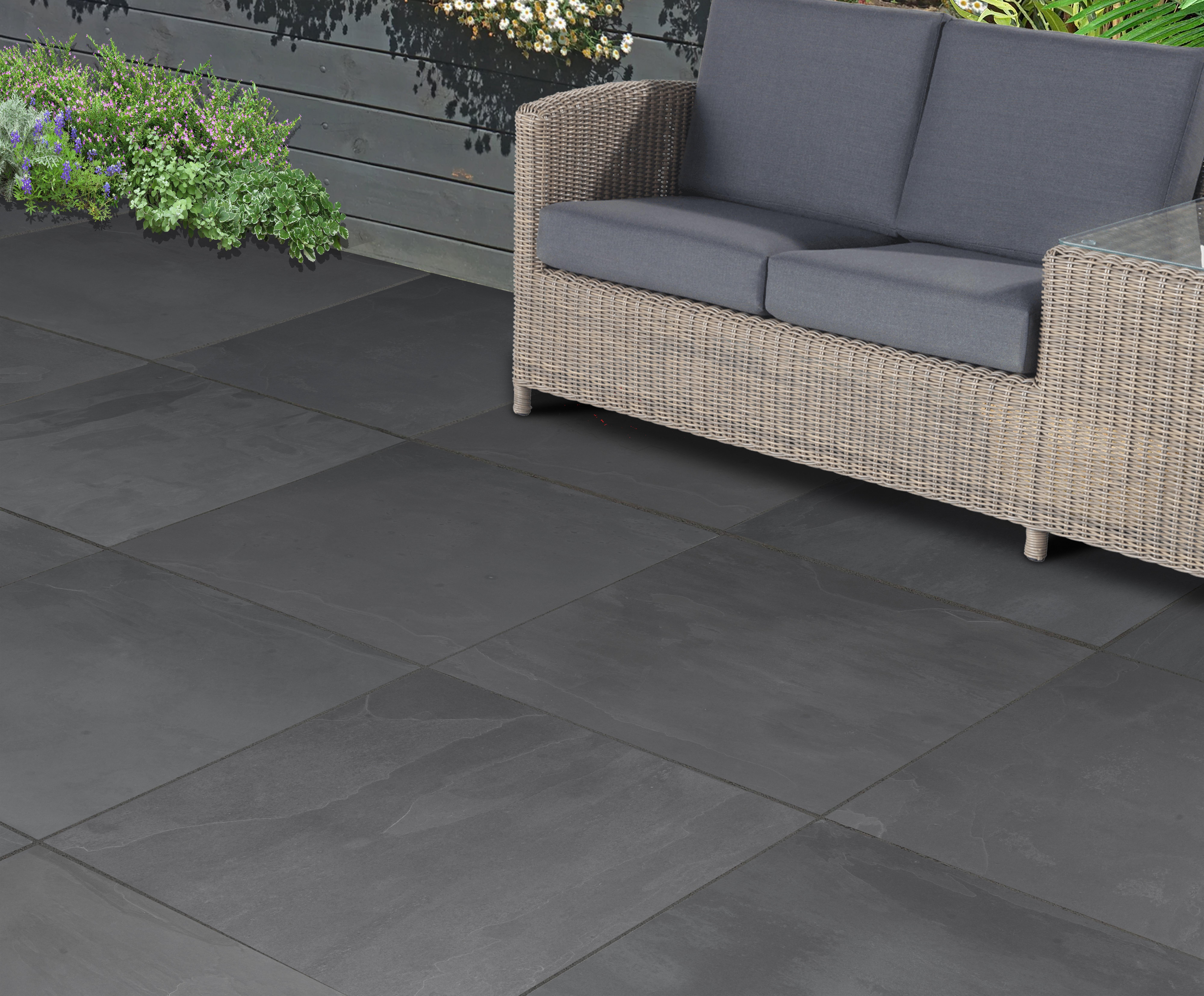 Black Brushed Slate Tile