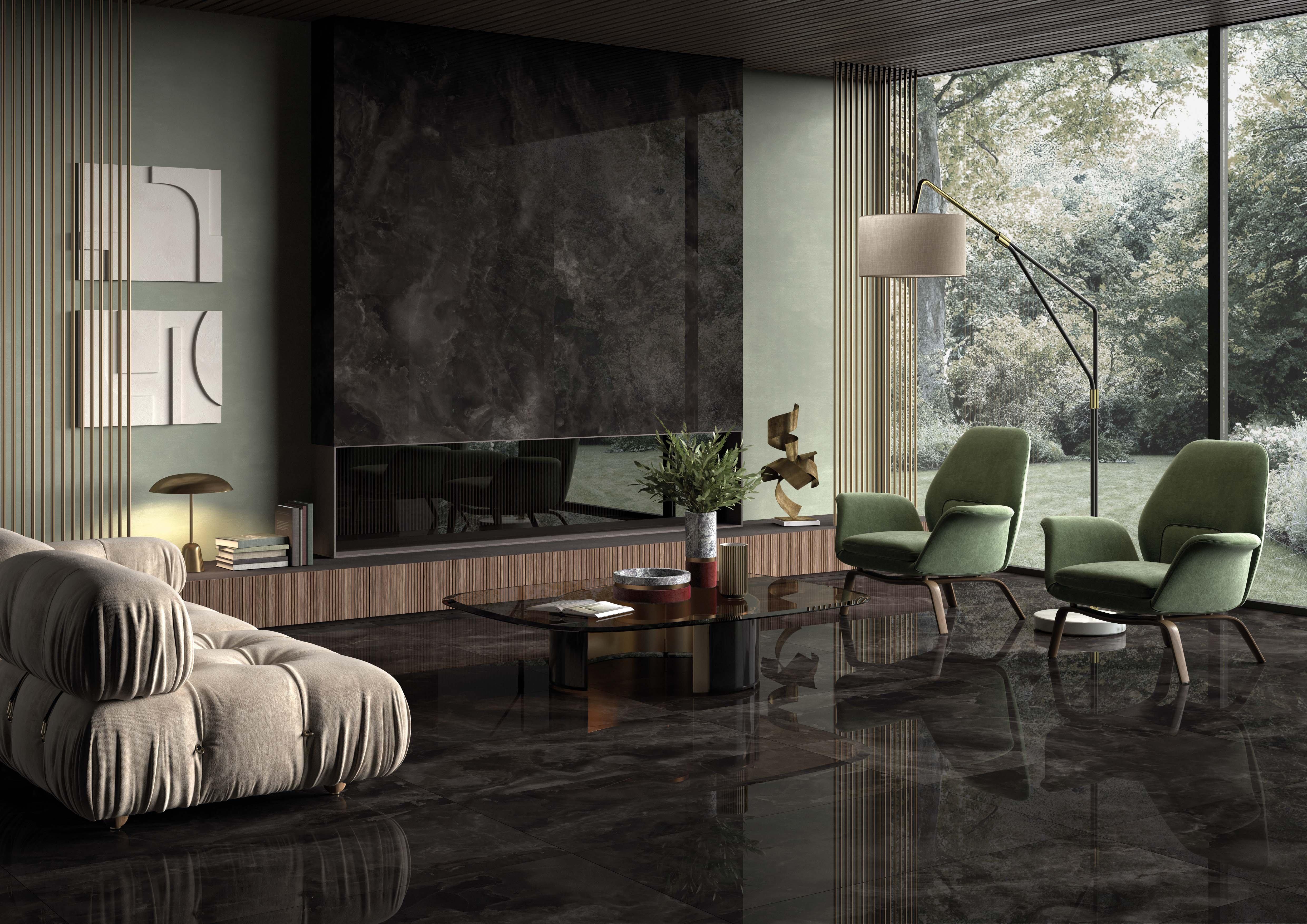 Sample - Onyx Noir Polished Porcelain Slab