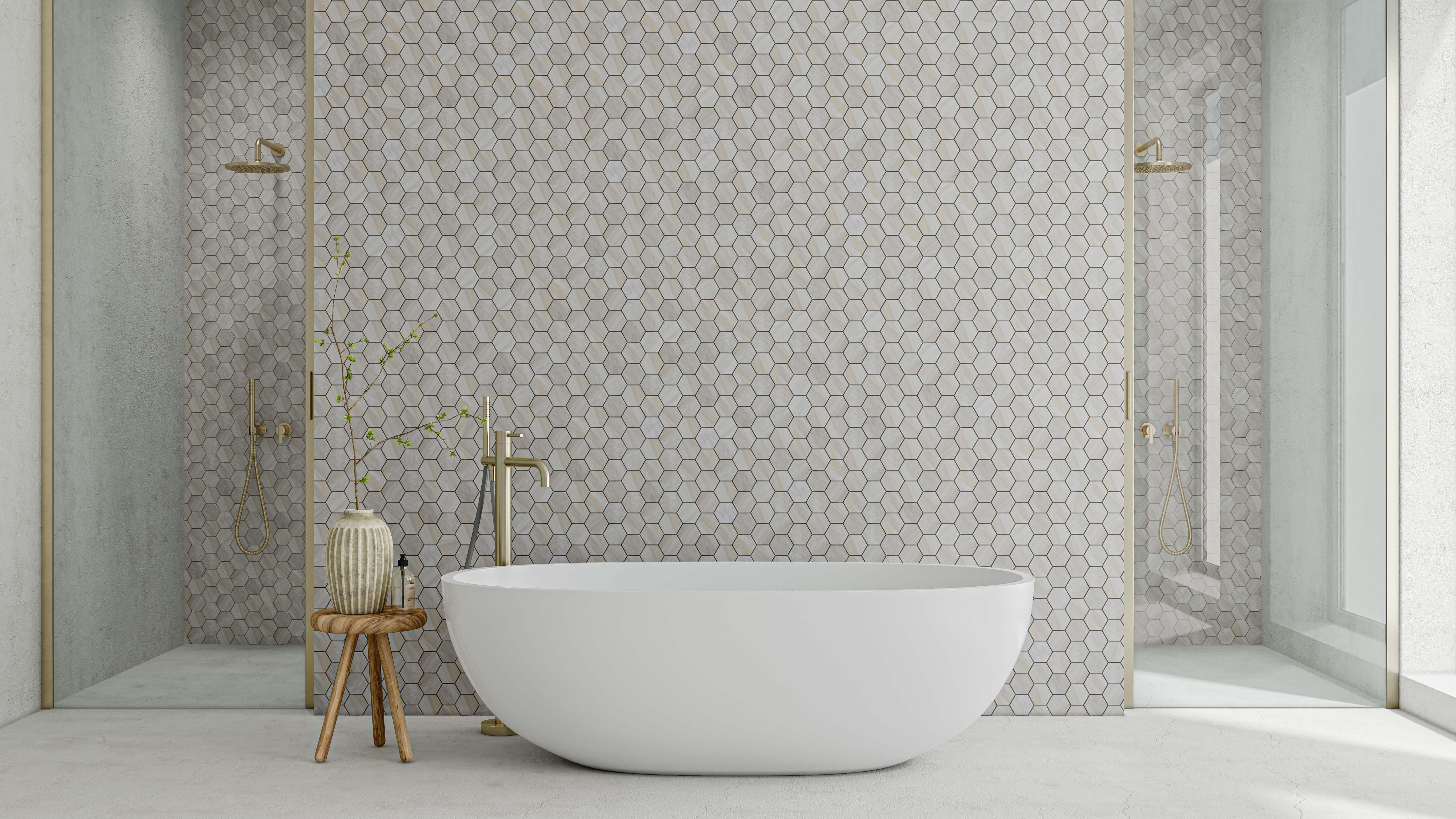 Sienna Hexagon Honed Marble Mosaic