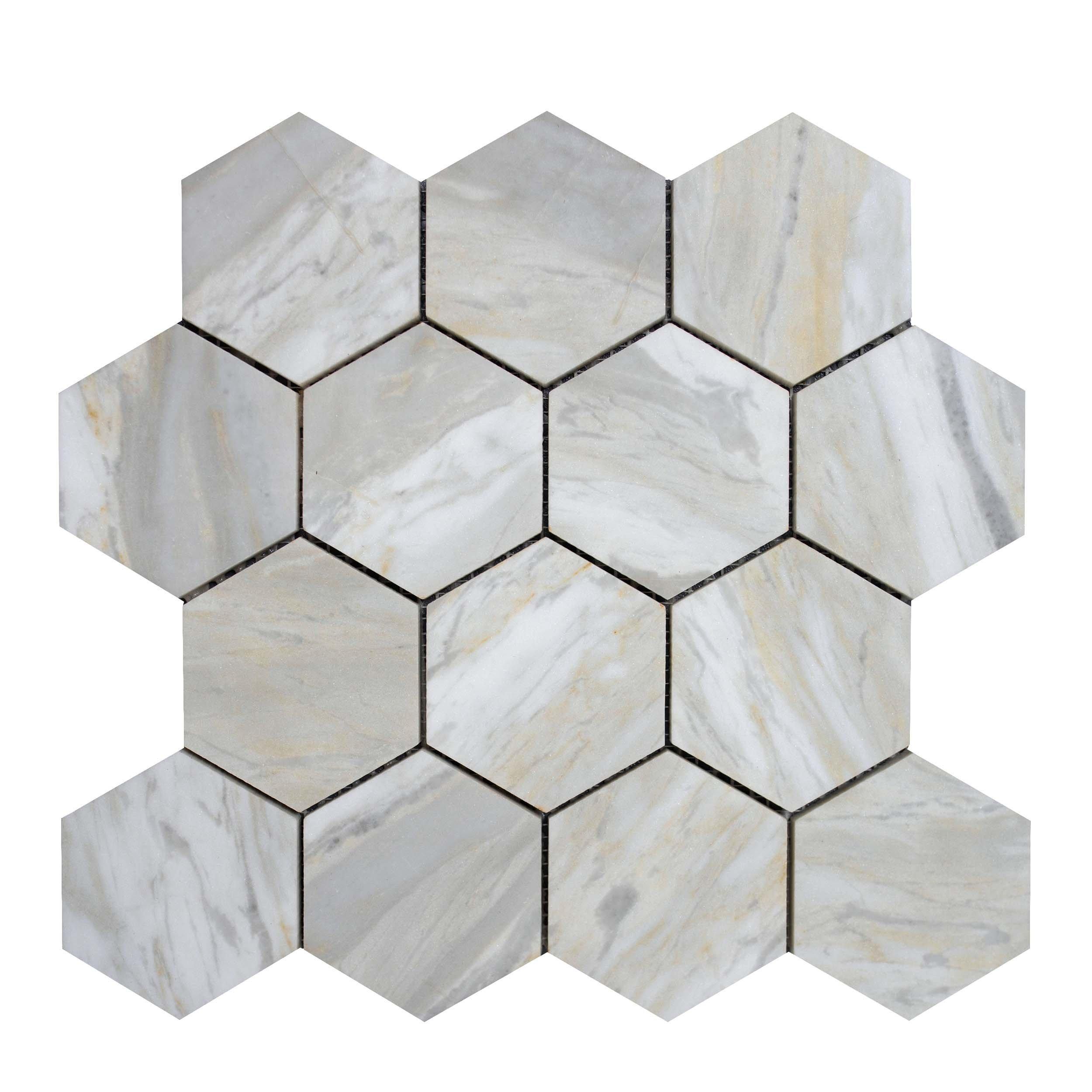 Sienna Hexagon Honed Marble Mosaic