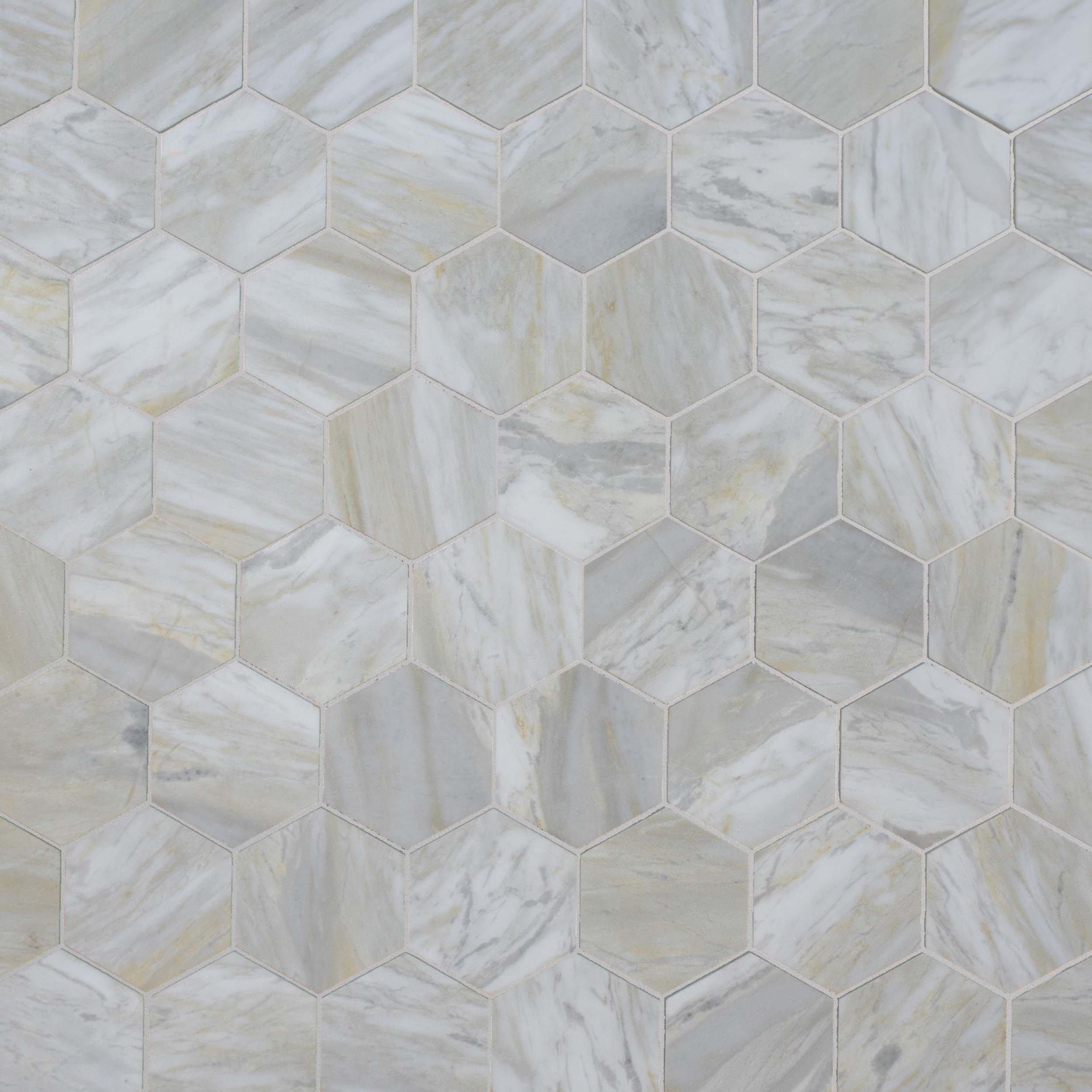 Sienna Hexagon Honed Marble Mosaic