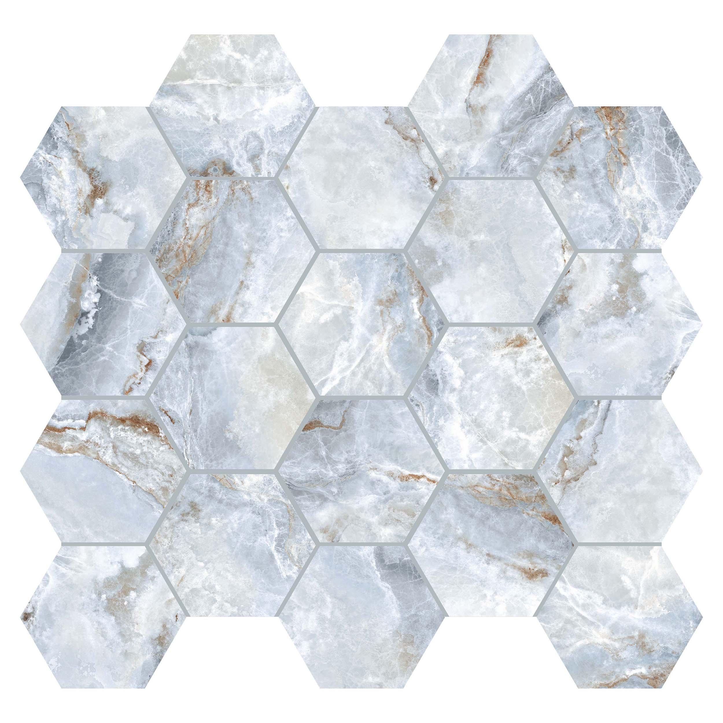 Oceana Azul Hexagon Matte Porcelain Mosaic