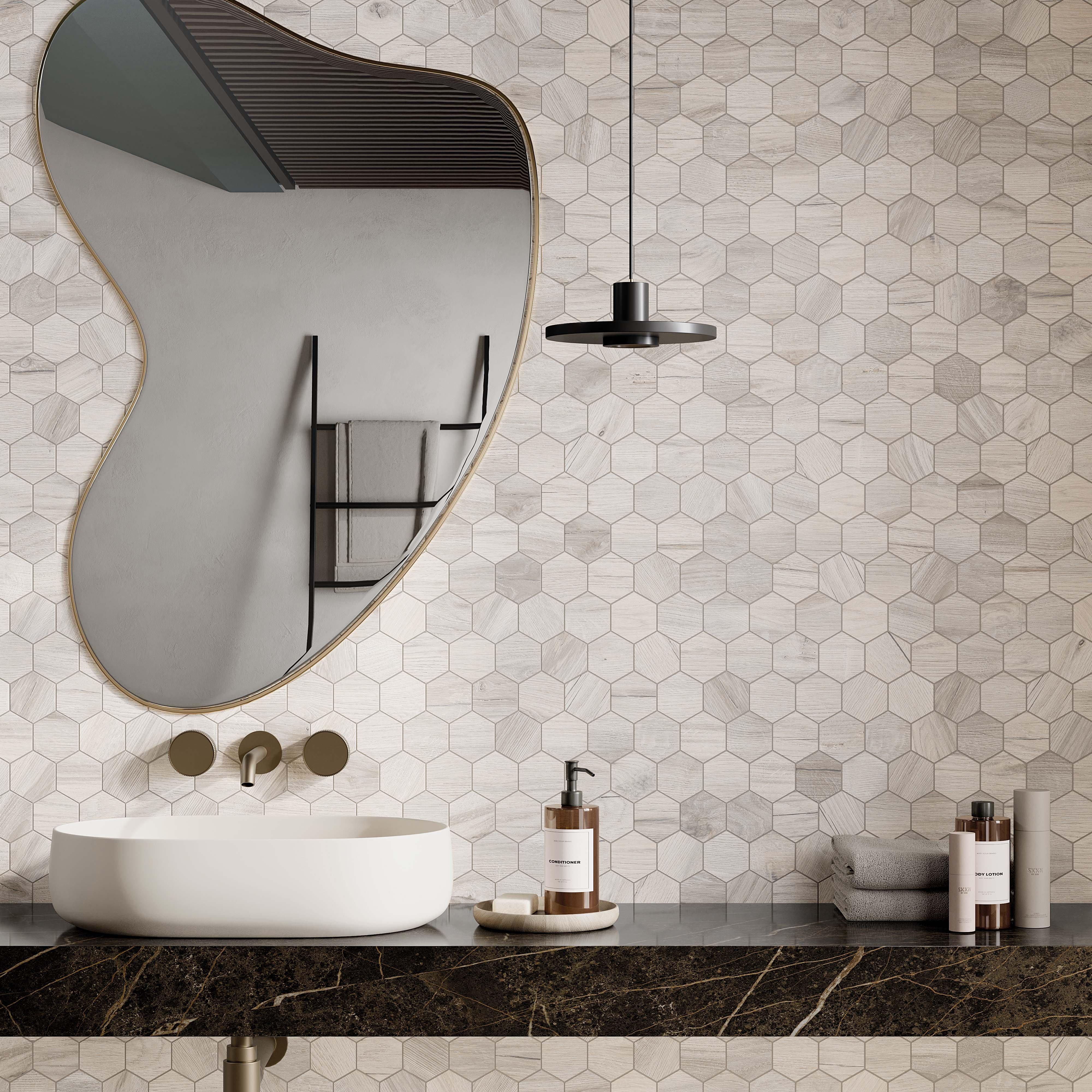 Canterbury Almond Hexagon Matte Porcelain Mosaic